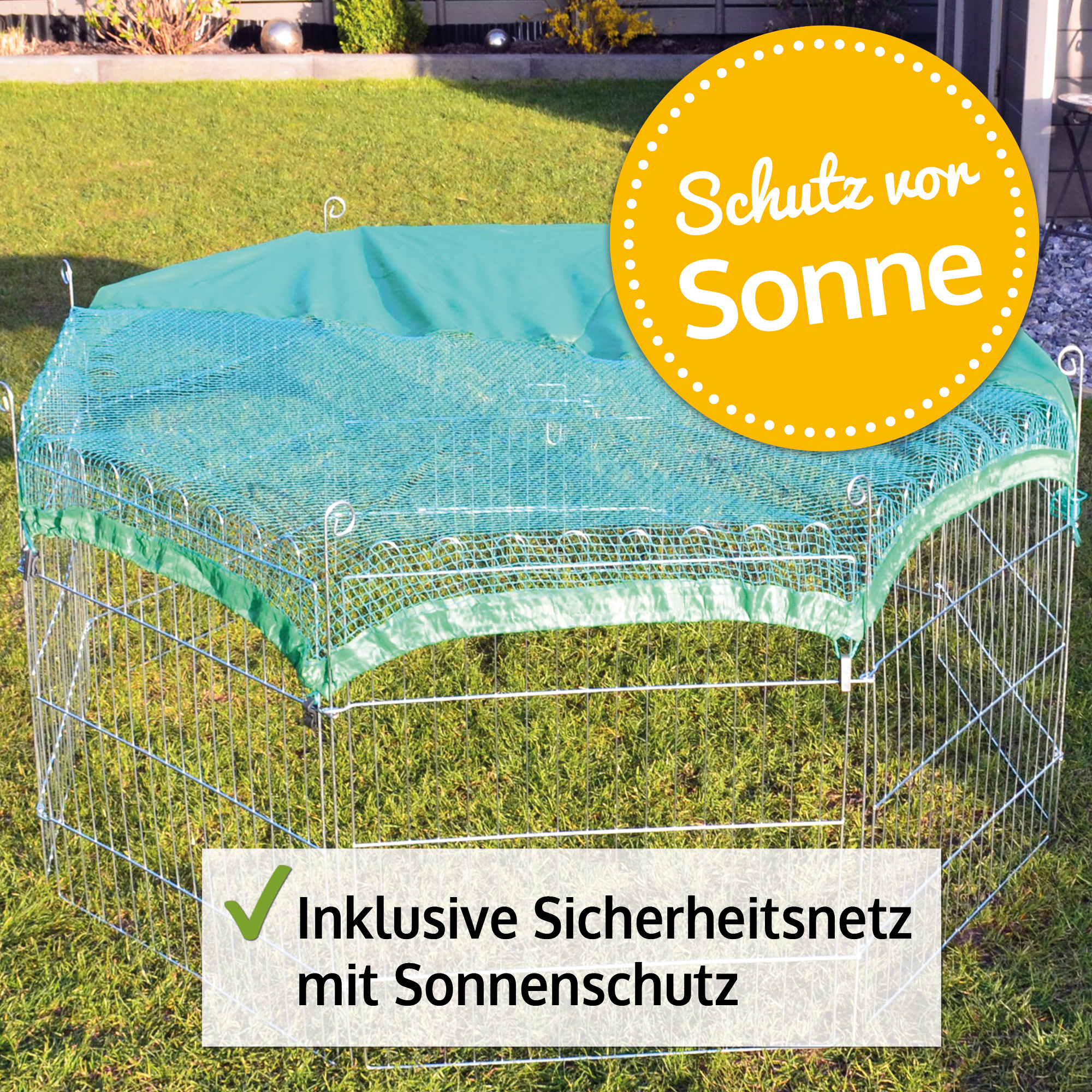 Welpenauslauf mit 8 Gitterelementen à 75 cm für große Bewegungsfläche Welpenauslauf mit 8 Gitterelementen à 75 cm für große Bewegungsfläche