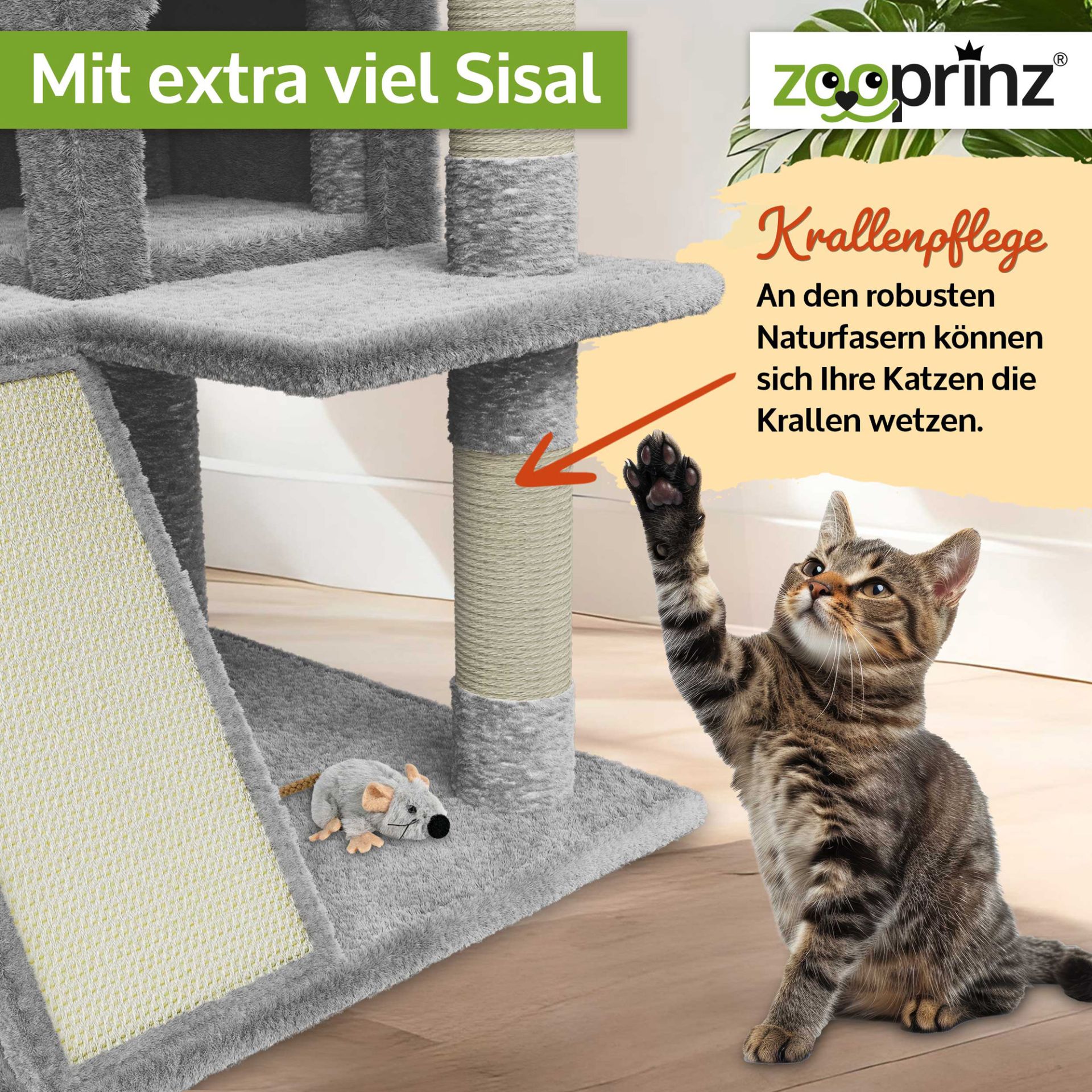 Katzenbaum Kitty; Extra viel Sisal für die Krallenpflege