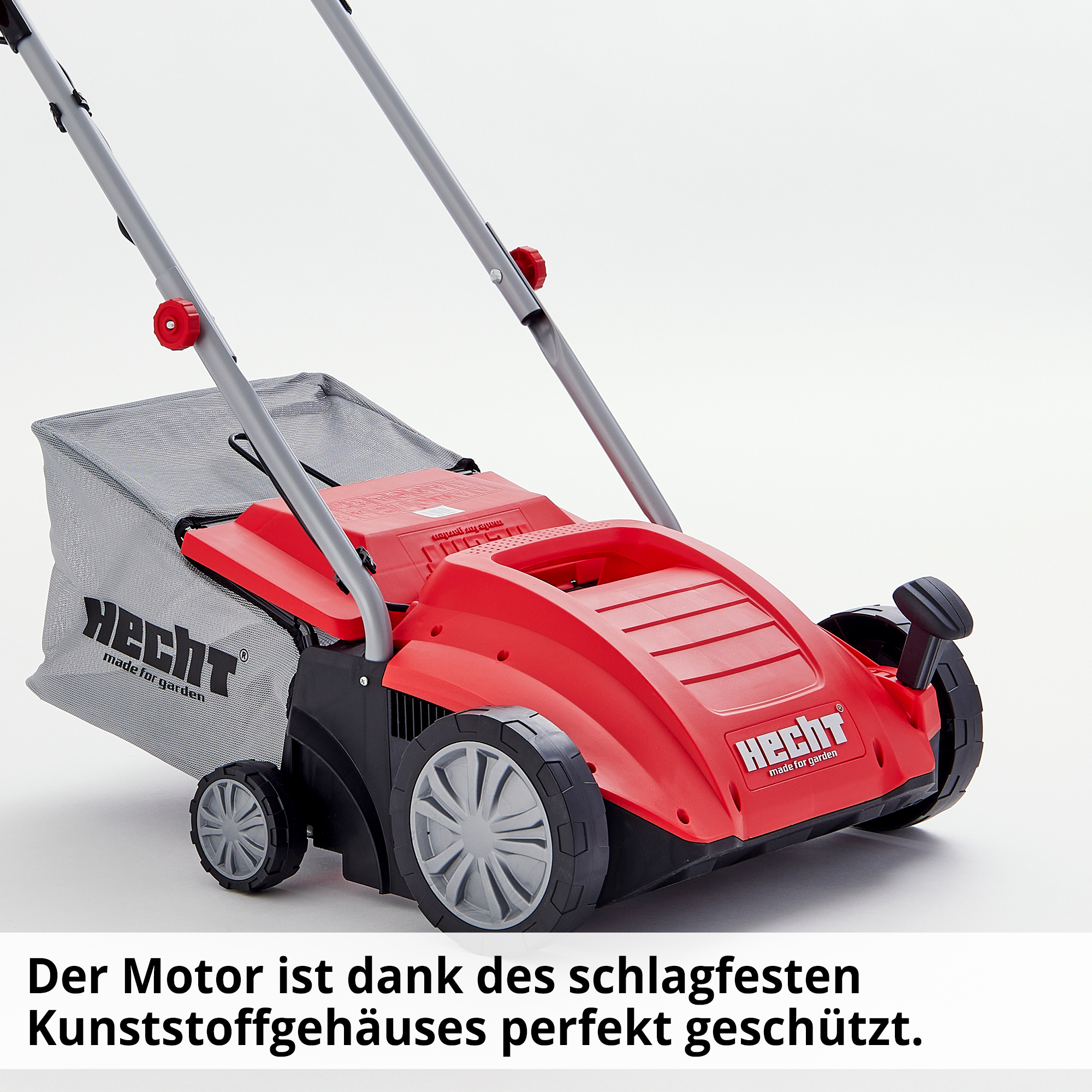 Vertikutierer; Schlagfestes Kunststoffgehäuse schützt den Motor