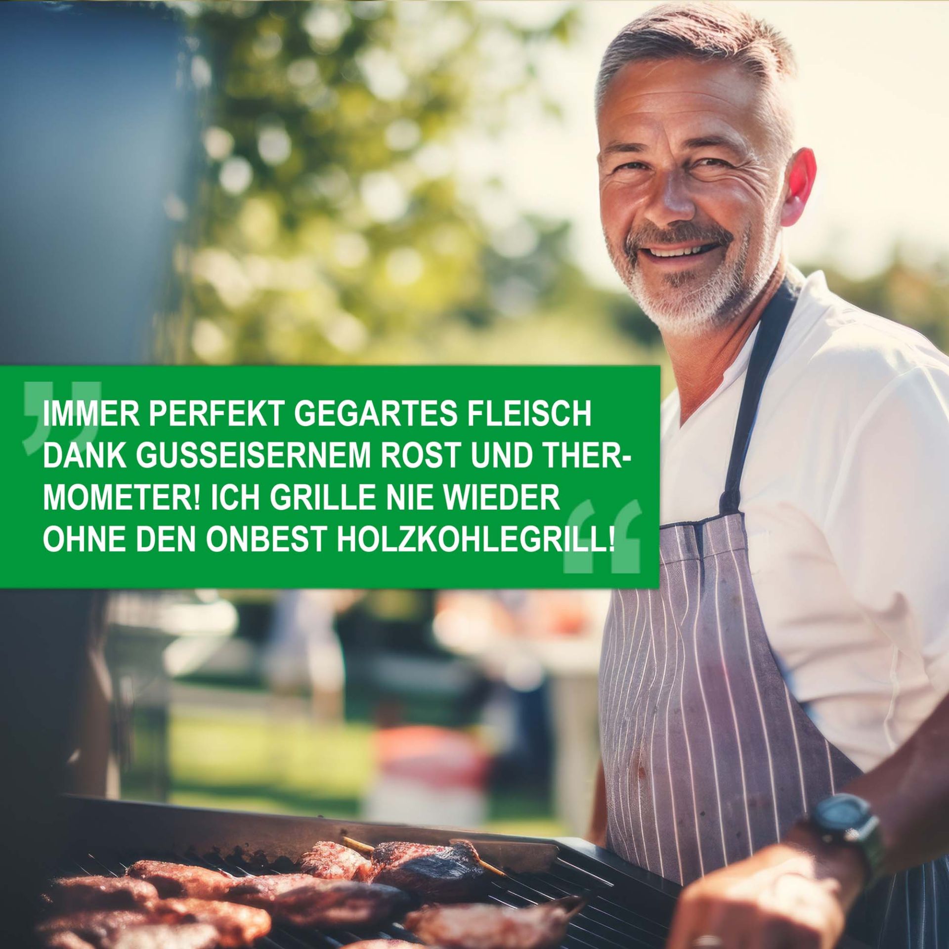 Holzkohlegrill Austin - Immer perfekt gegartes Fleisch dank gusseisernem Rost und Thermometer