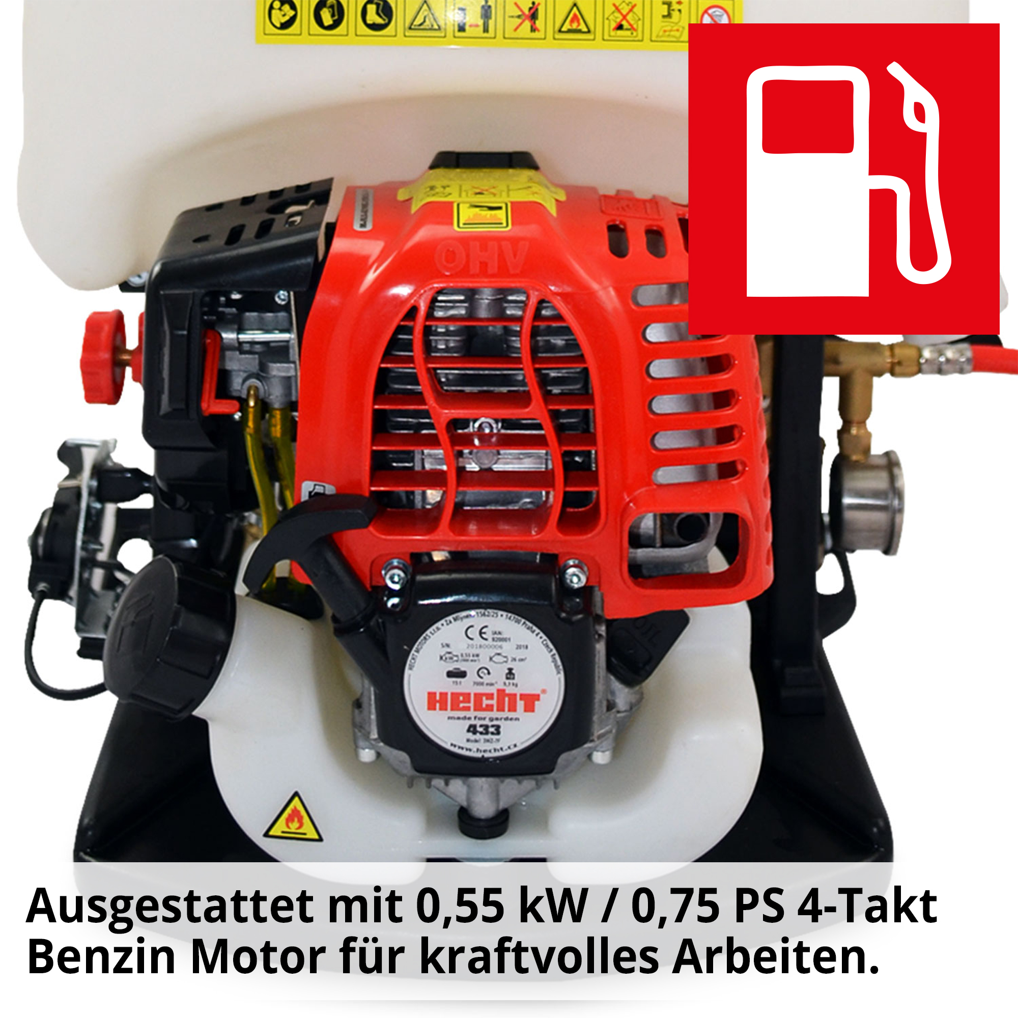 Motor Rückenspritze; 4-Takt-Benzinmotor für kraftvolles Arbeiten