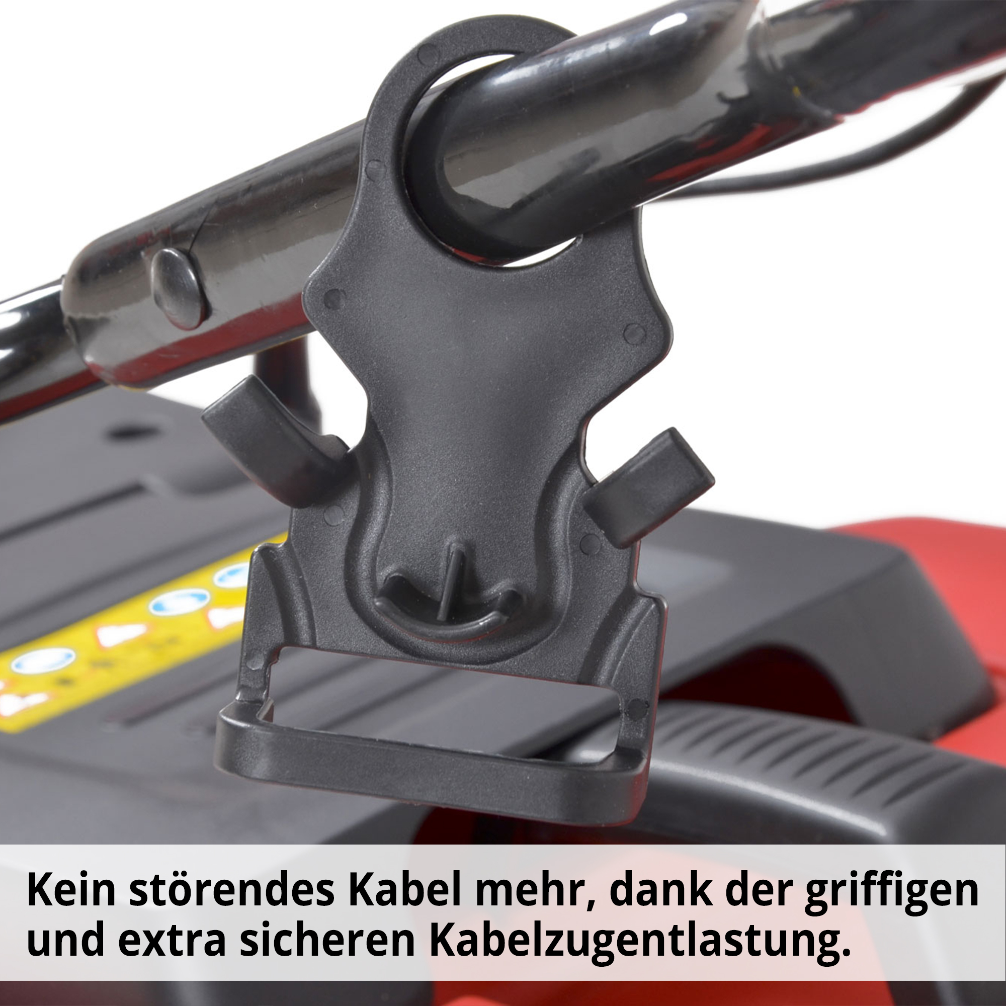 Elektro-Rasenmäher mit griffiger Kabelzugentlastung 