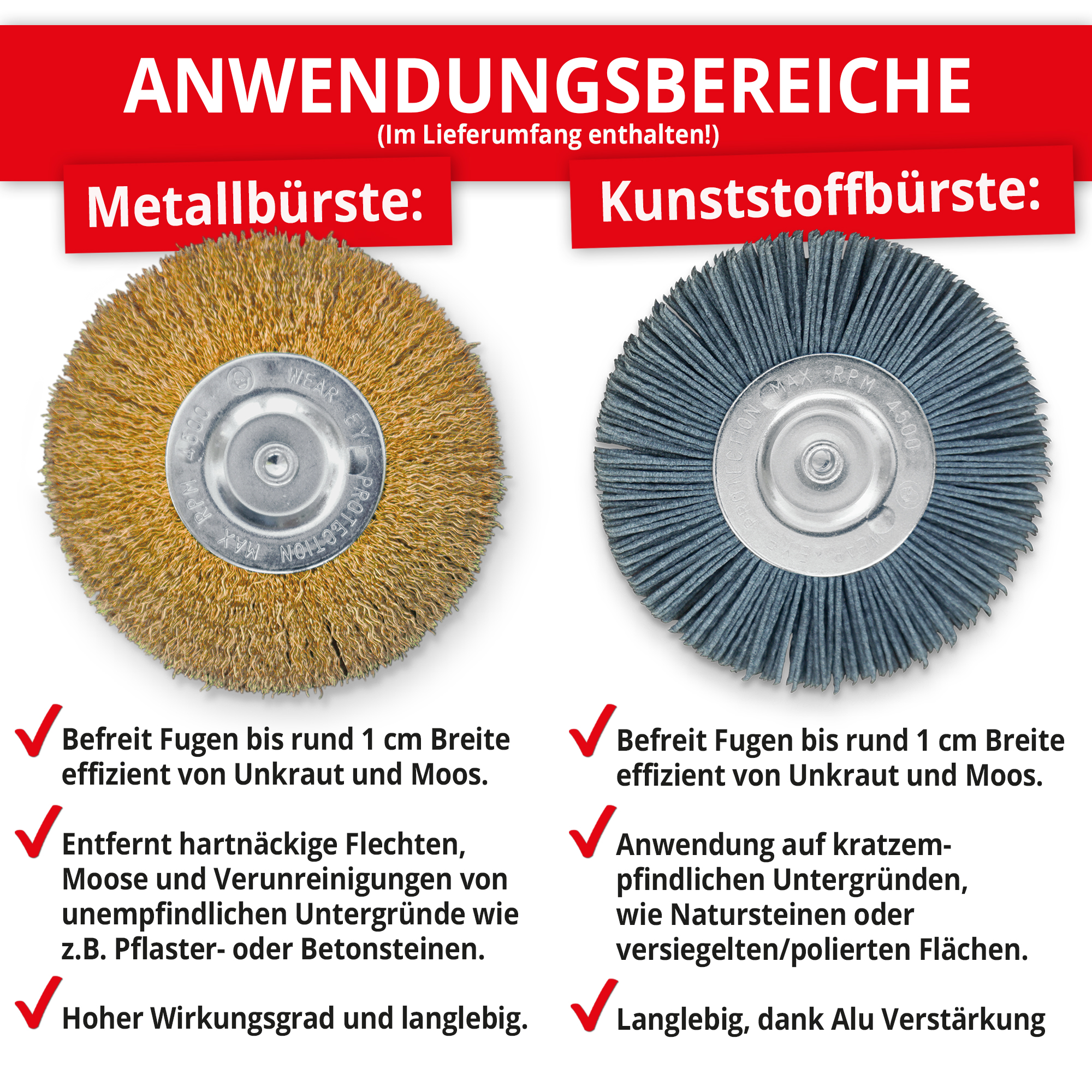 HECHT 444 Fugenbürste; Metall- & Kunststoffbürste im Vergleich