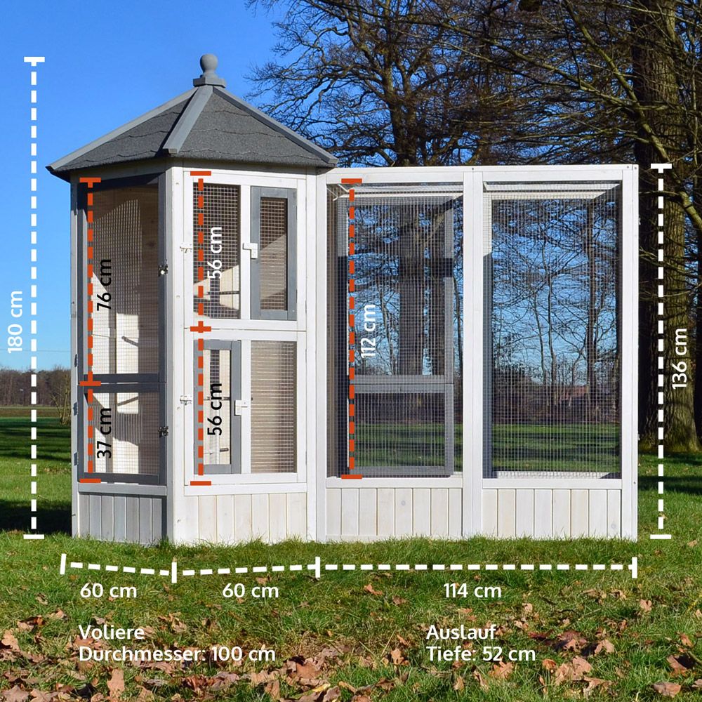 zooprinz Voliere Luise mit Sitzstange 115 cm für Vögel zum Ausruhen