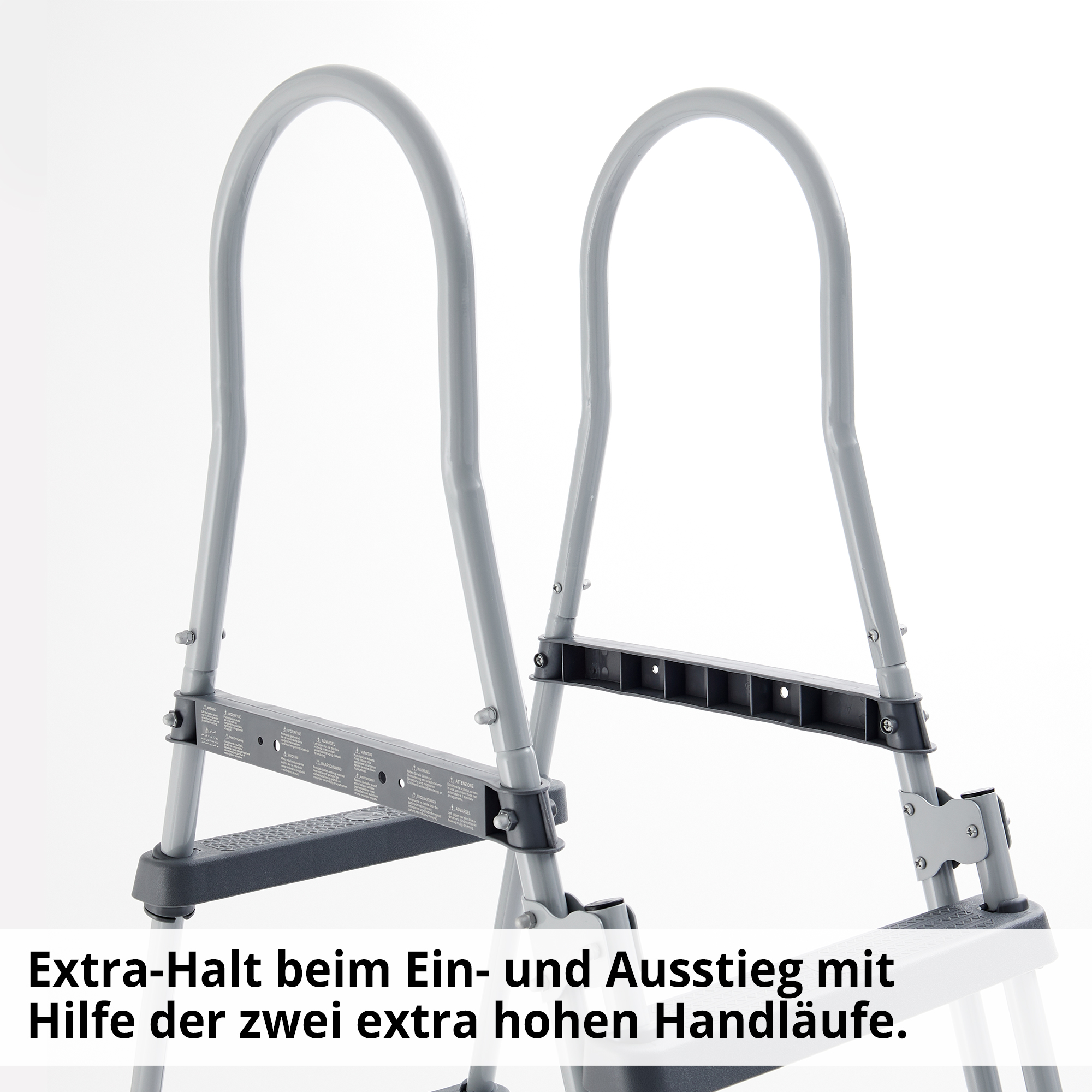 Hecht 00091 Sicherheits-Poolleiter; Extra-Halt beim Ein- und Ausstieg mit Hilfe der 2 extra hohen Handläufe