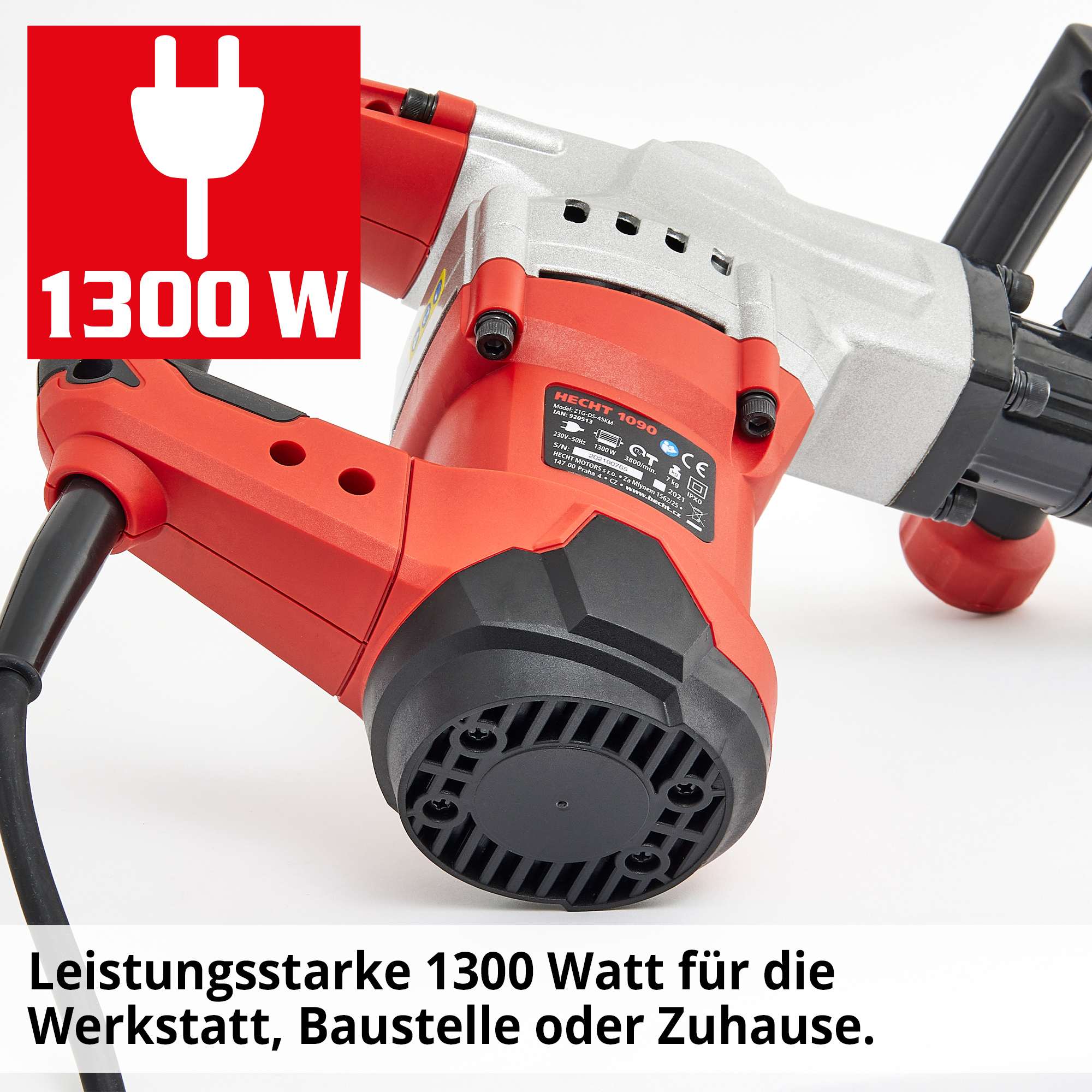 HECHT 1090 Bohrhammer mit leistungsstarkem 1300 Watt Motor für die Werkstatt, Baustelle oder Zuhause