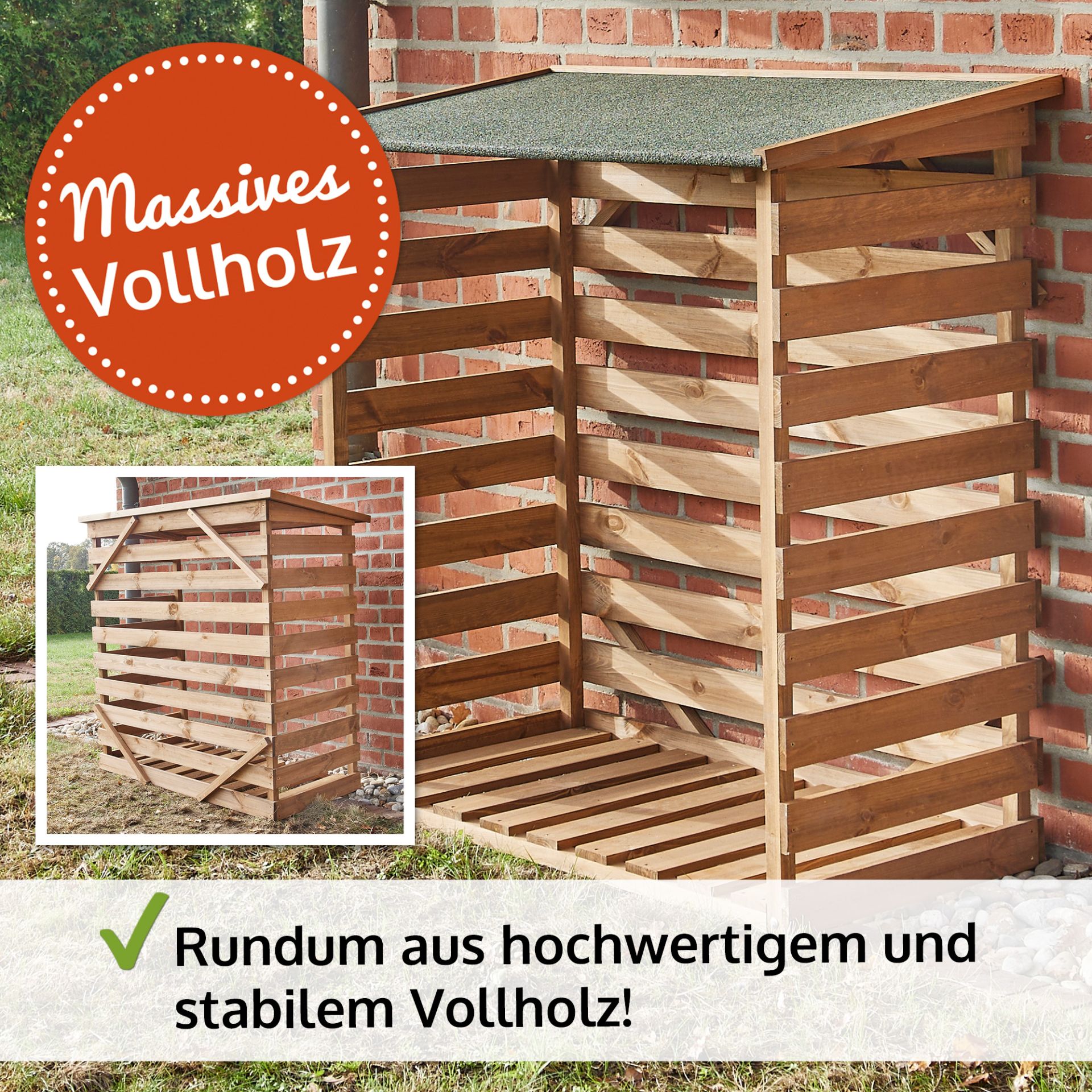 Brennholzregal Fire; massives Vollholz
