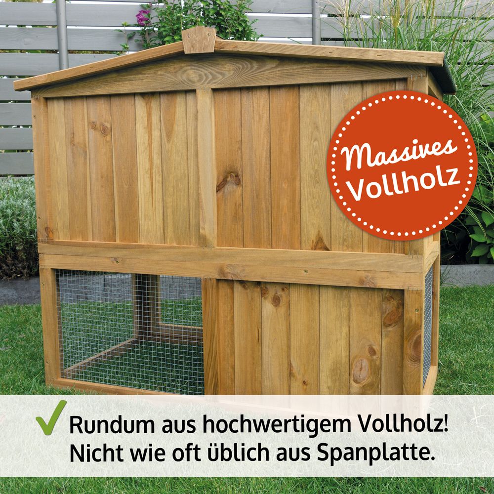 zooprinz Hasenstall Obelix aus massivem Vollholz statt Spanplatte
