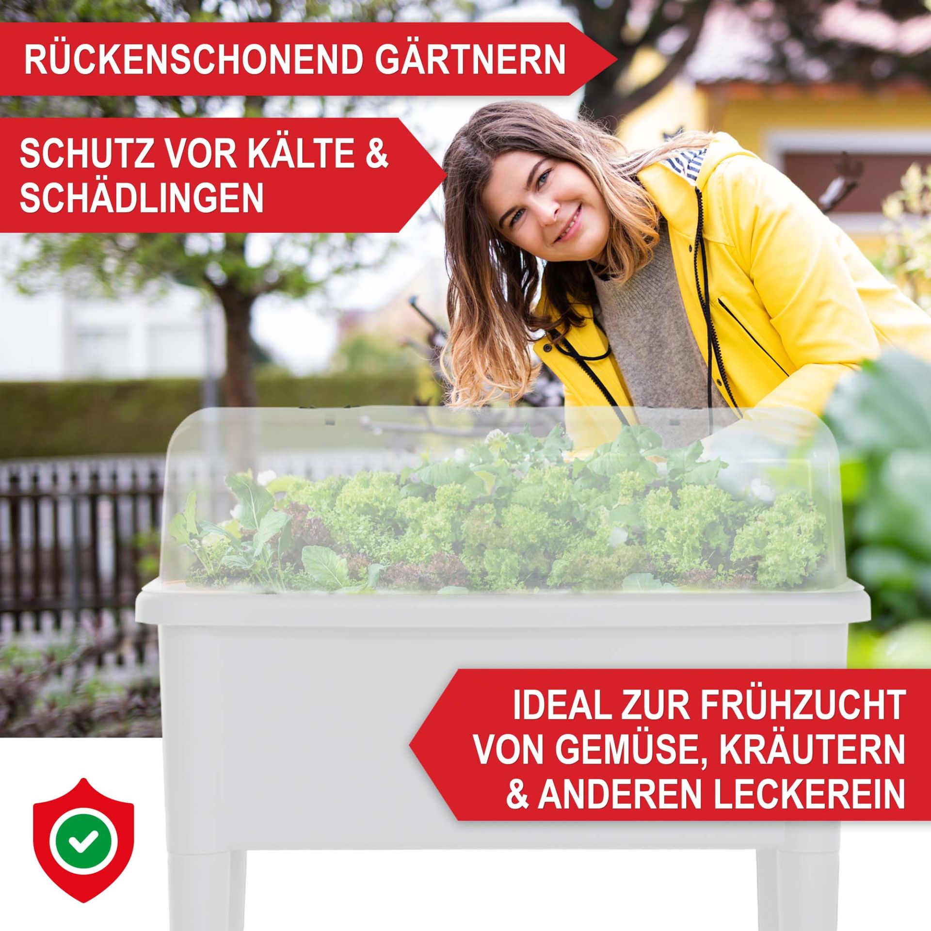 Hochbeet Kunststoff weiß - Rückenschonend Gärtnern; Schutz vor Kälte und Schädlingen; idealer zur Frühzucht von Gemüse, Kräutern und anderen Leckereien