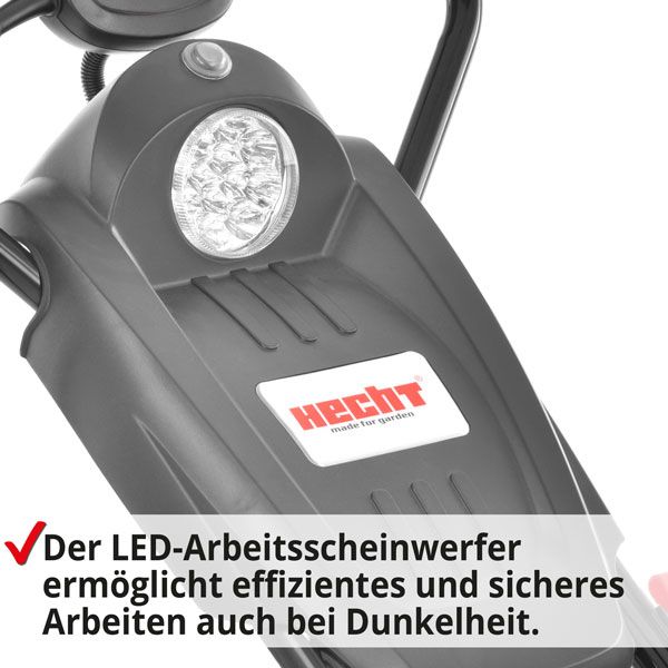 Elektro-Schneefräse mit LED-Scheinwerfer für effizientes Arbeiten auch bei Dunkelheit 