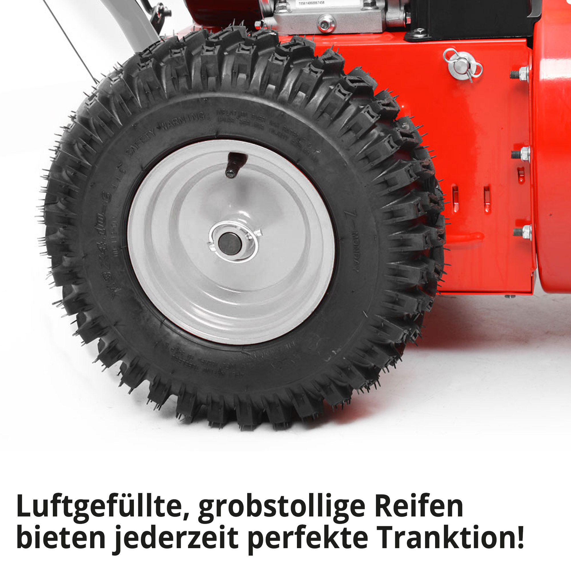 Hecht Benzin-Schneefräse mit luftgefüllten, grobstolligen Reifen