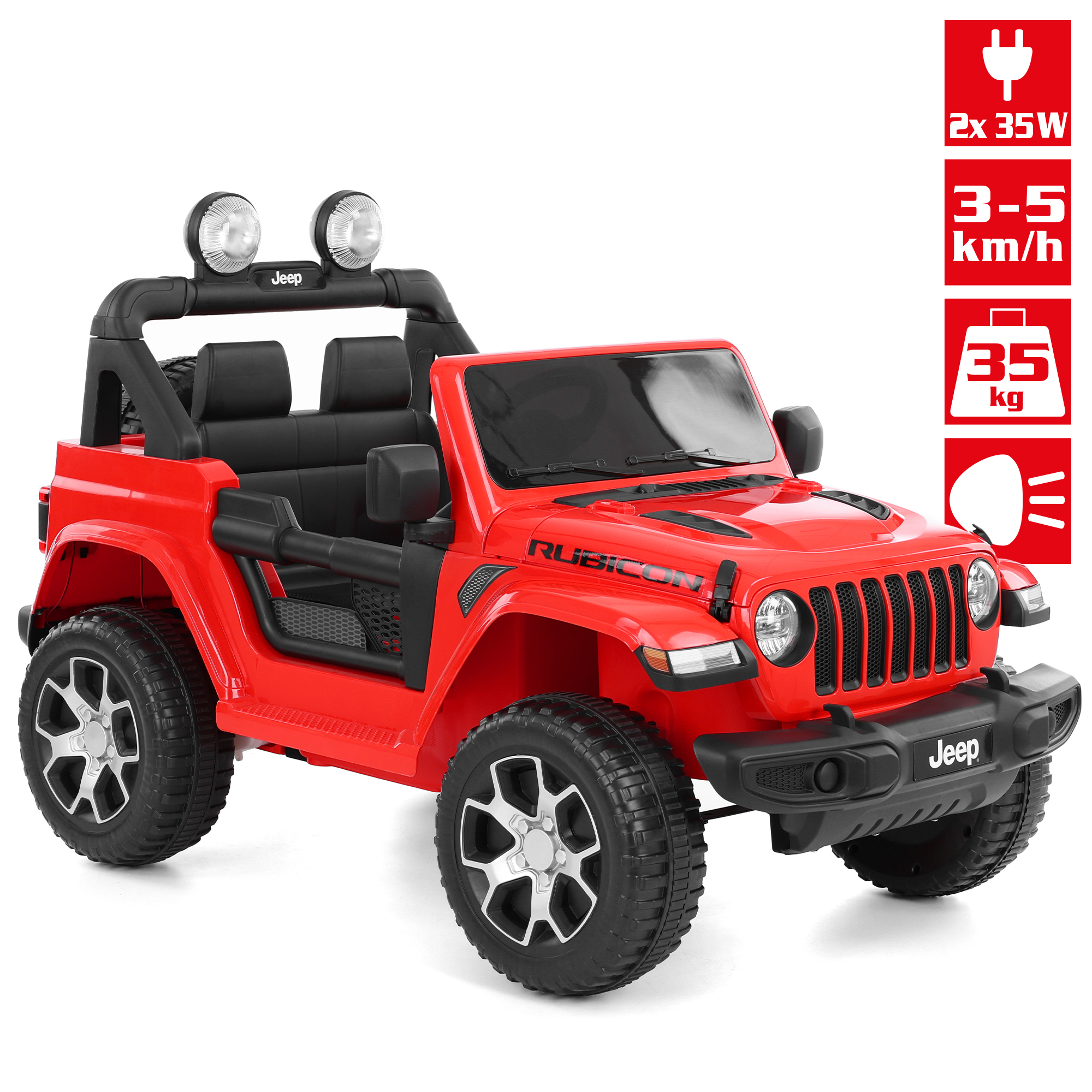 Kinderauto HECHT Jeep Wrangler Rubicon Red mit vielen Vorteilen