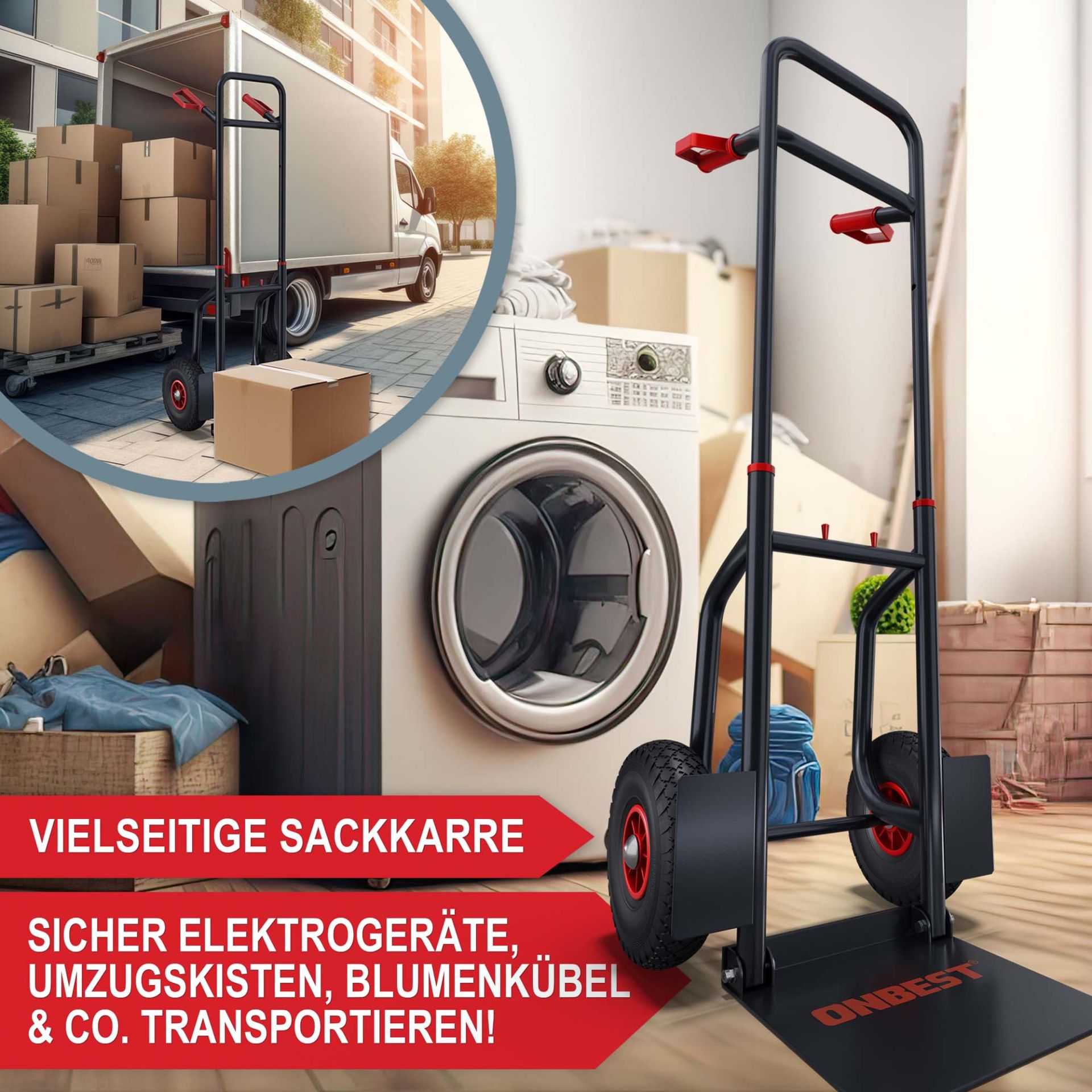 Sackkarre klappbar - vielseitige Sackkarre, sicher Elektrogeräte, Umzugskisten, Blumenkübel und weiteres transportieren