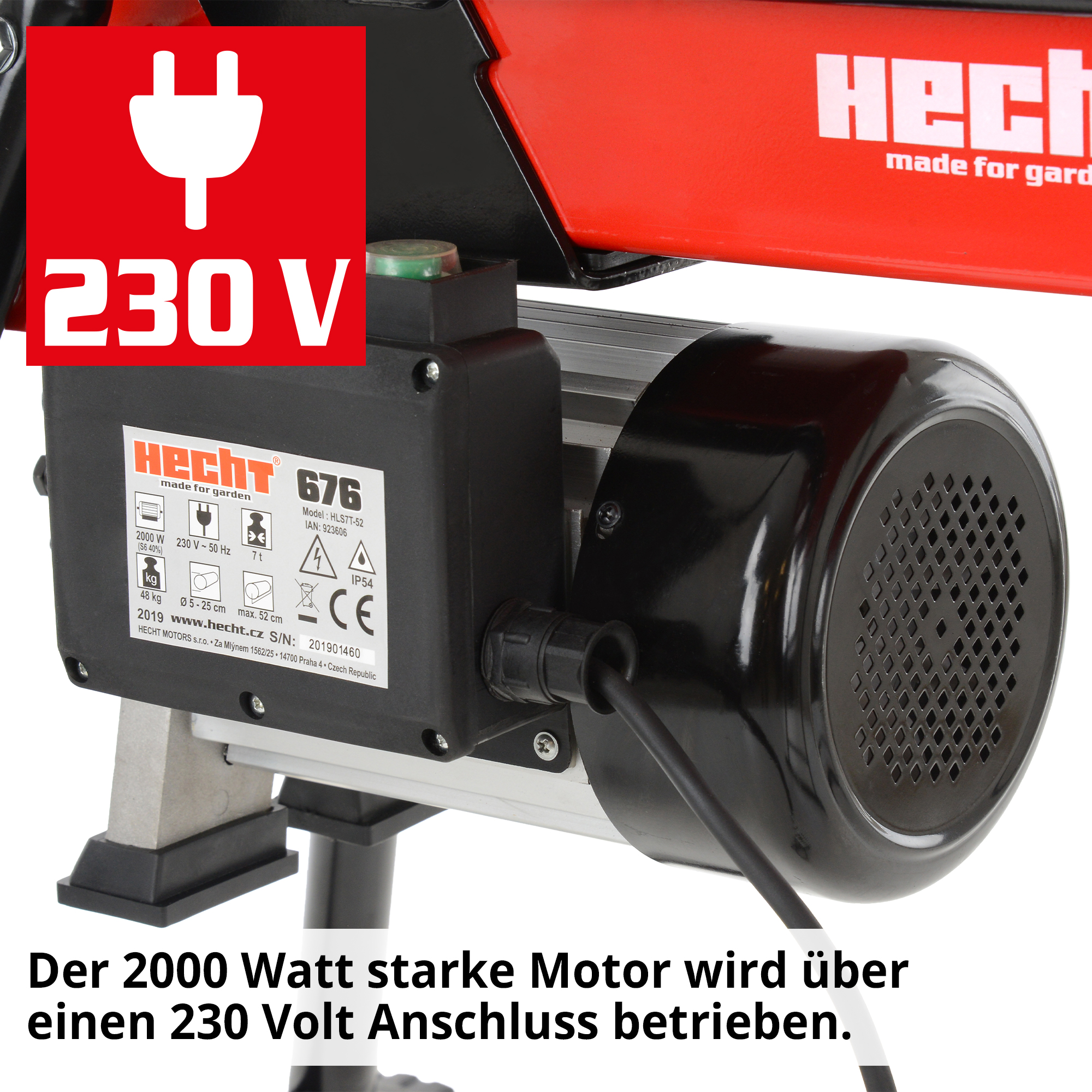 HECHT Hydraulikspalter 676 Hydraulikspalter mit starkem Elektro Motor
