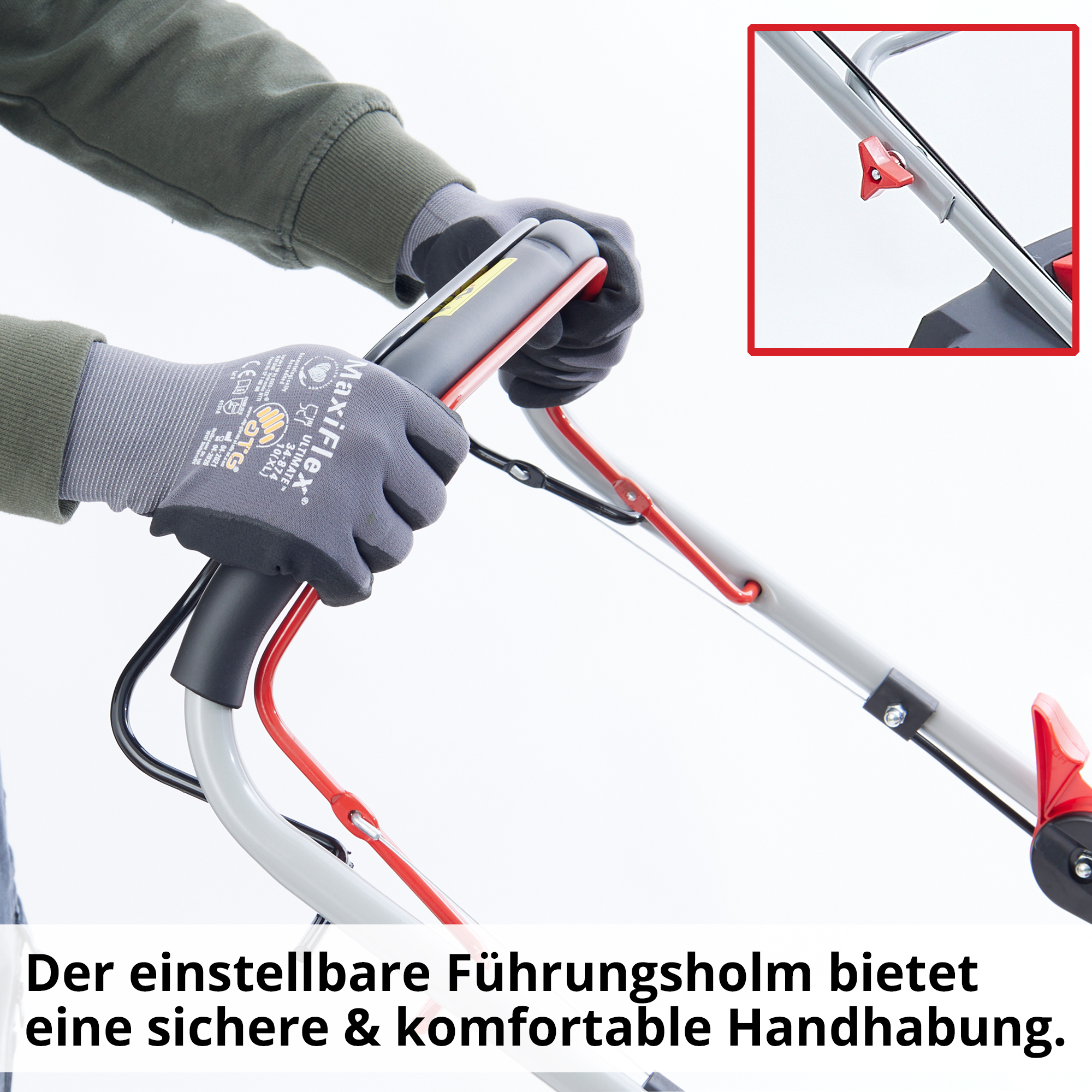 Hecht Benzin-Rasenmäher mit einstellbaren Führungsholm für eine komfortable Handhabung 