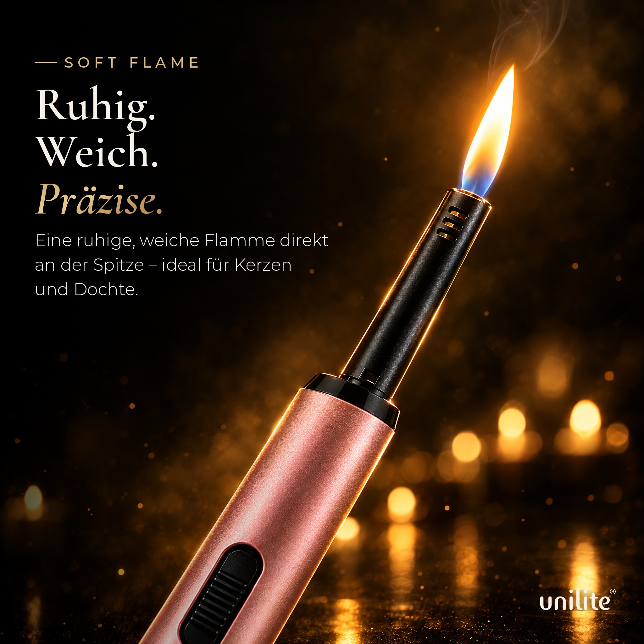 Gasfeuerzeug Flamme: Ruhig und präzise für Kerzen und Dochte (Dieses Bild wurde mit Hilfe von KI generiert.)