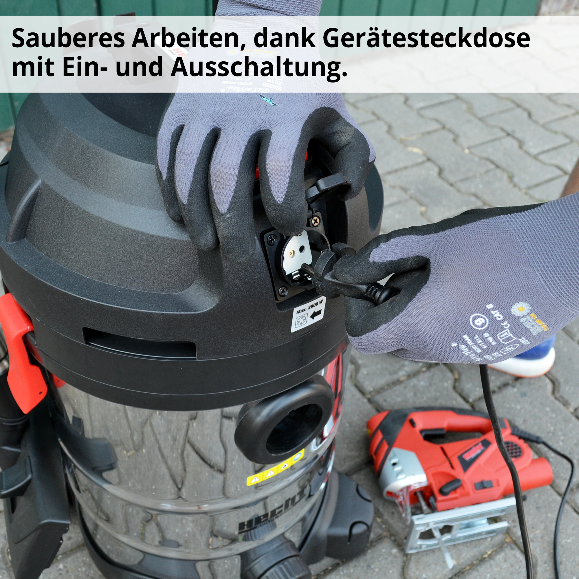 HECHT Industriesauger 8314 Z Sichere Gerätsteckdose für zuverlässige Arbeit