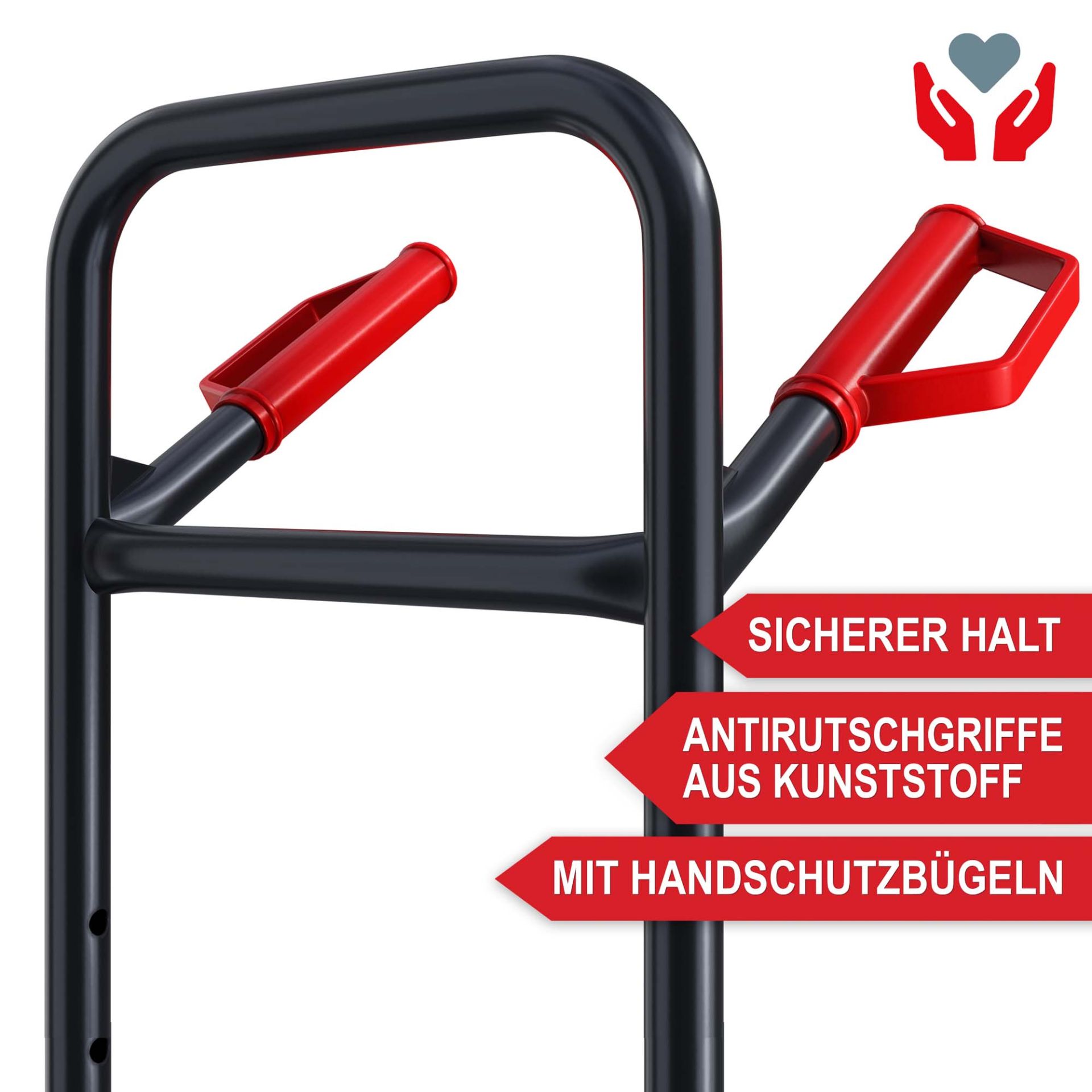 Treppensackkarre klappbar - sicherer Halt, Antirutschgriffe aus Kunststoffe, mit Handschutzbügeln