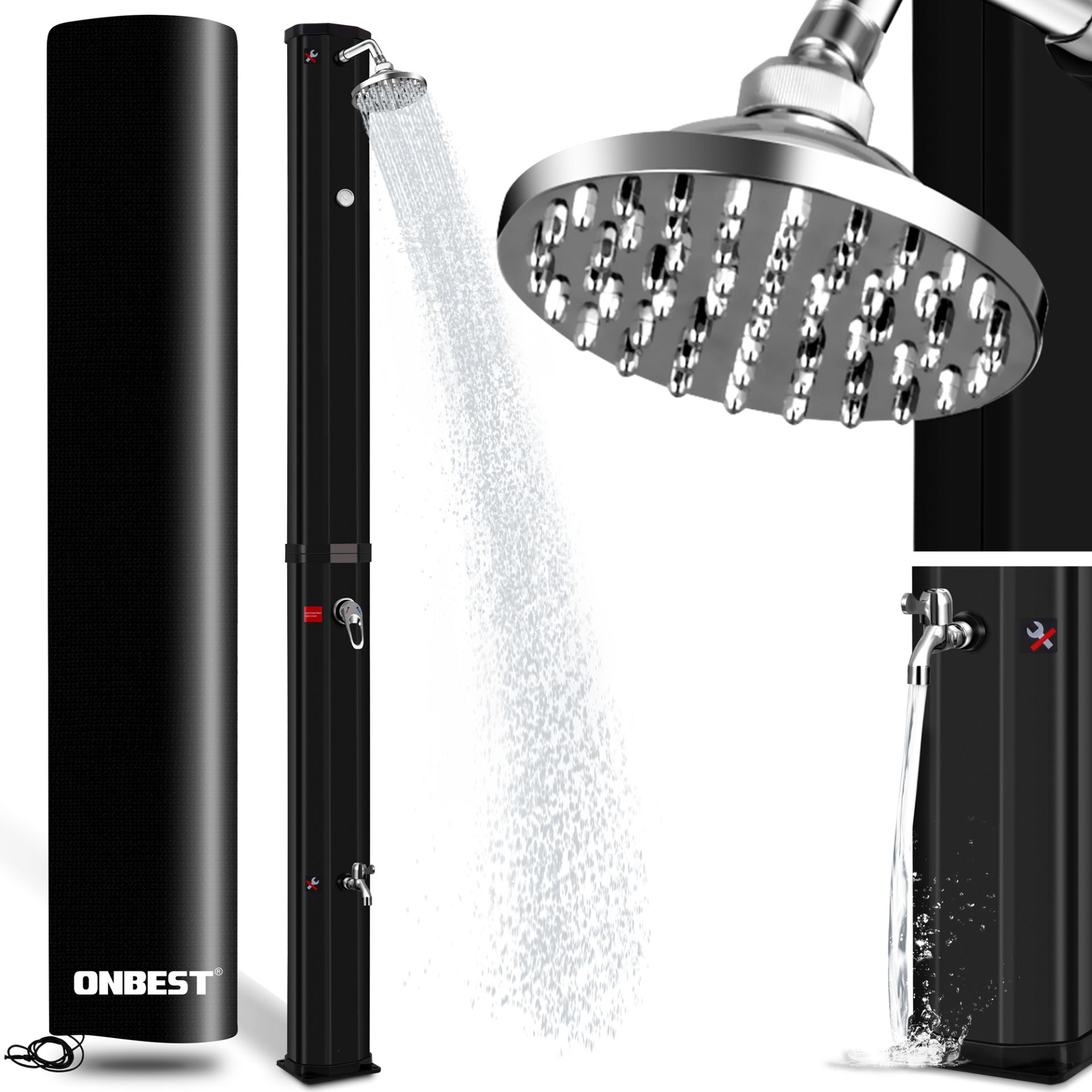 ONBEST, Solardusche schwarz, Artikelnummer 44069