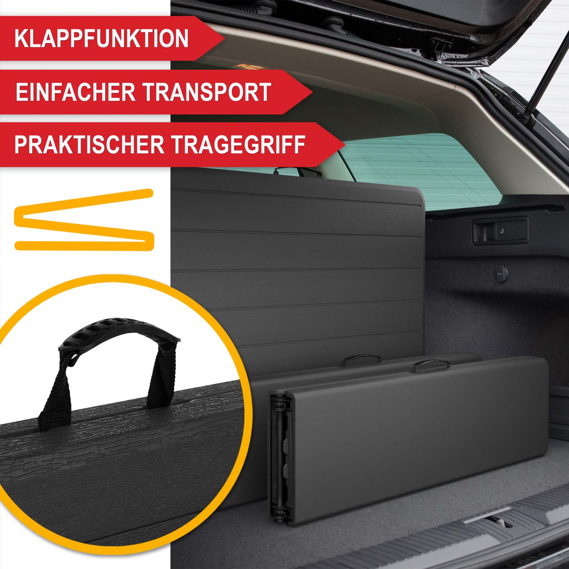 Bierzeltgarnitur Woody - Mit Klappfunktion, einfacher Transport, praktische Tragegriff