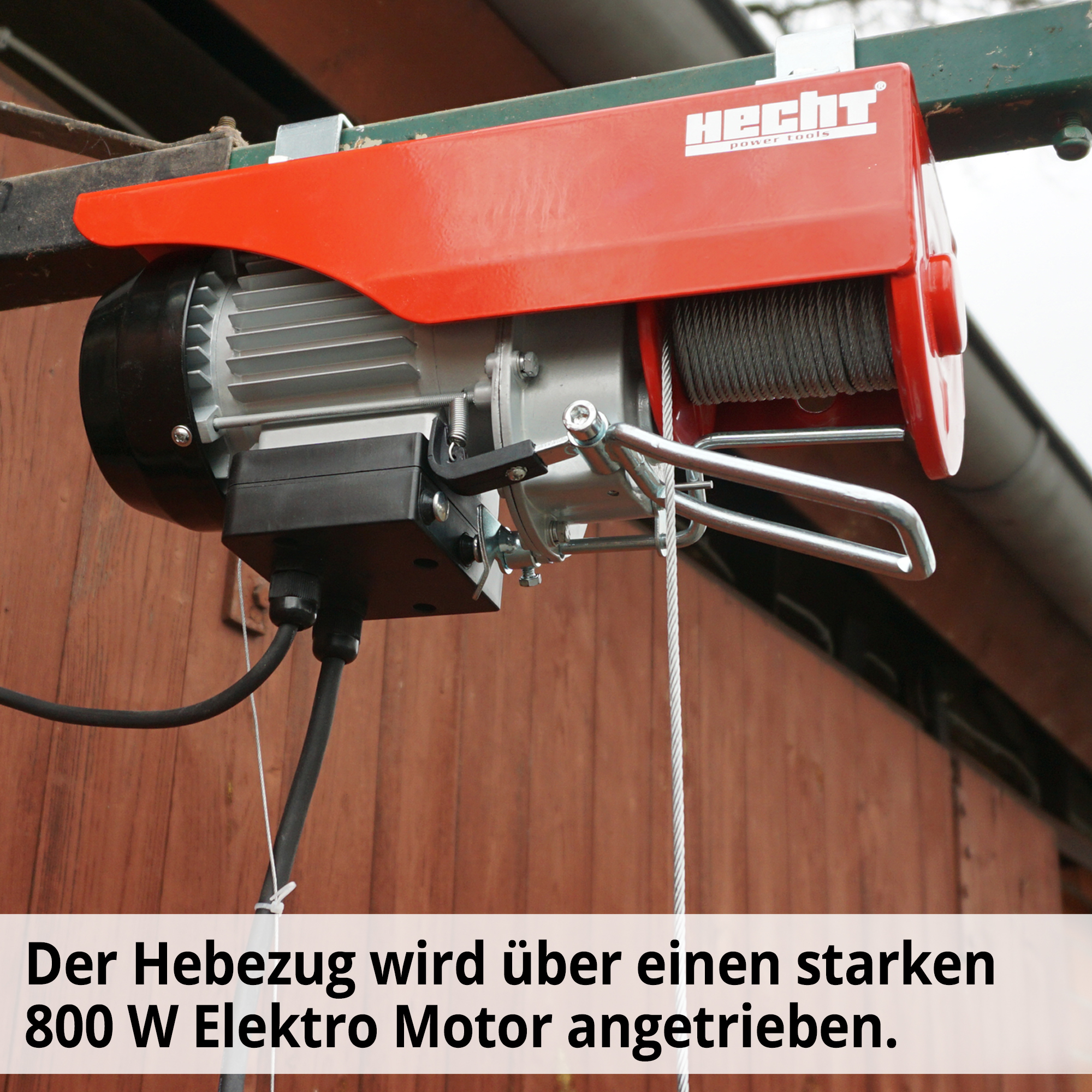 HECHT 8450 Seilzugwinde wird über einen starken 800 W Elektro Motor angetrieben 