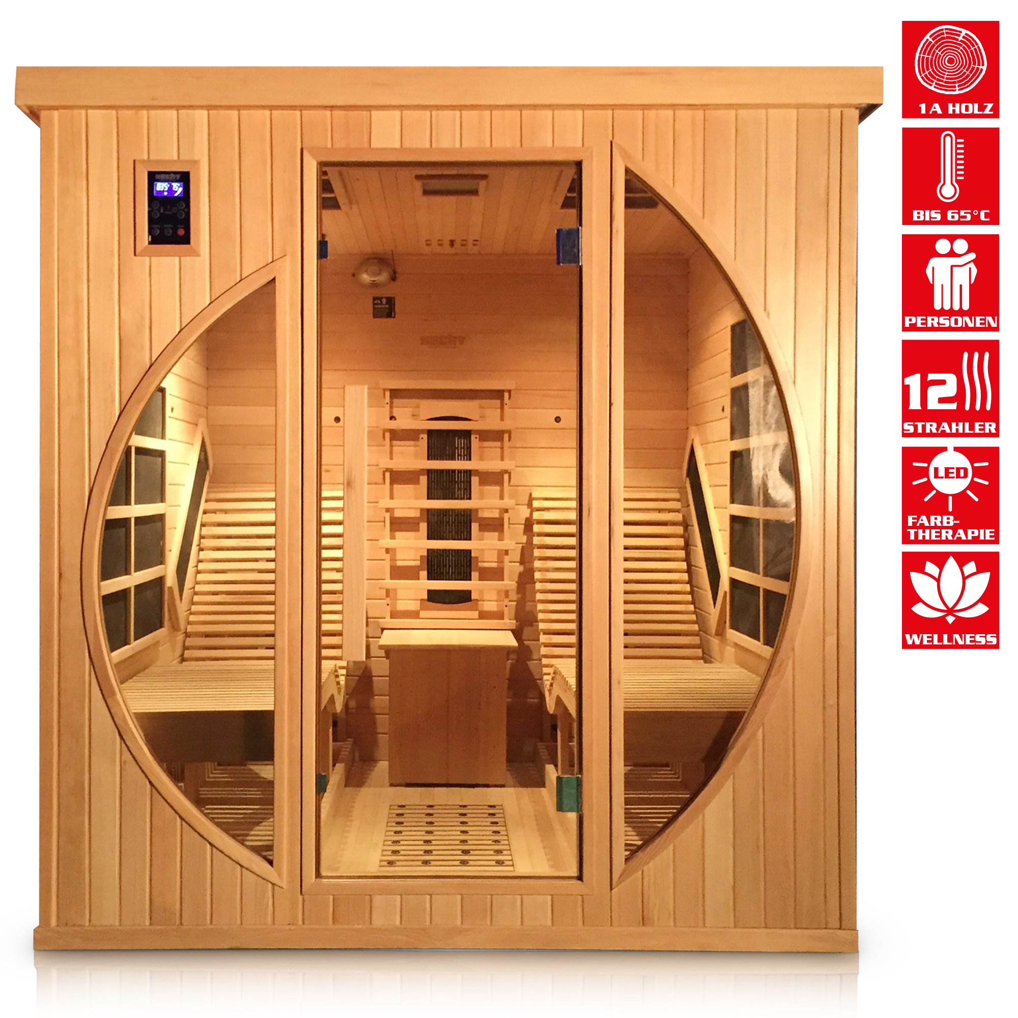 Hecht-Sauna mit Bluetooth Lautsprechern und 55-60 Graad Höchsttemperatur 