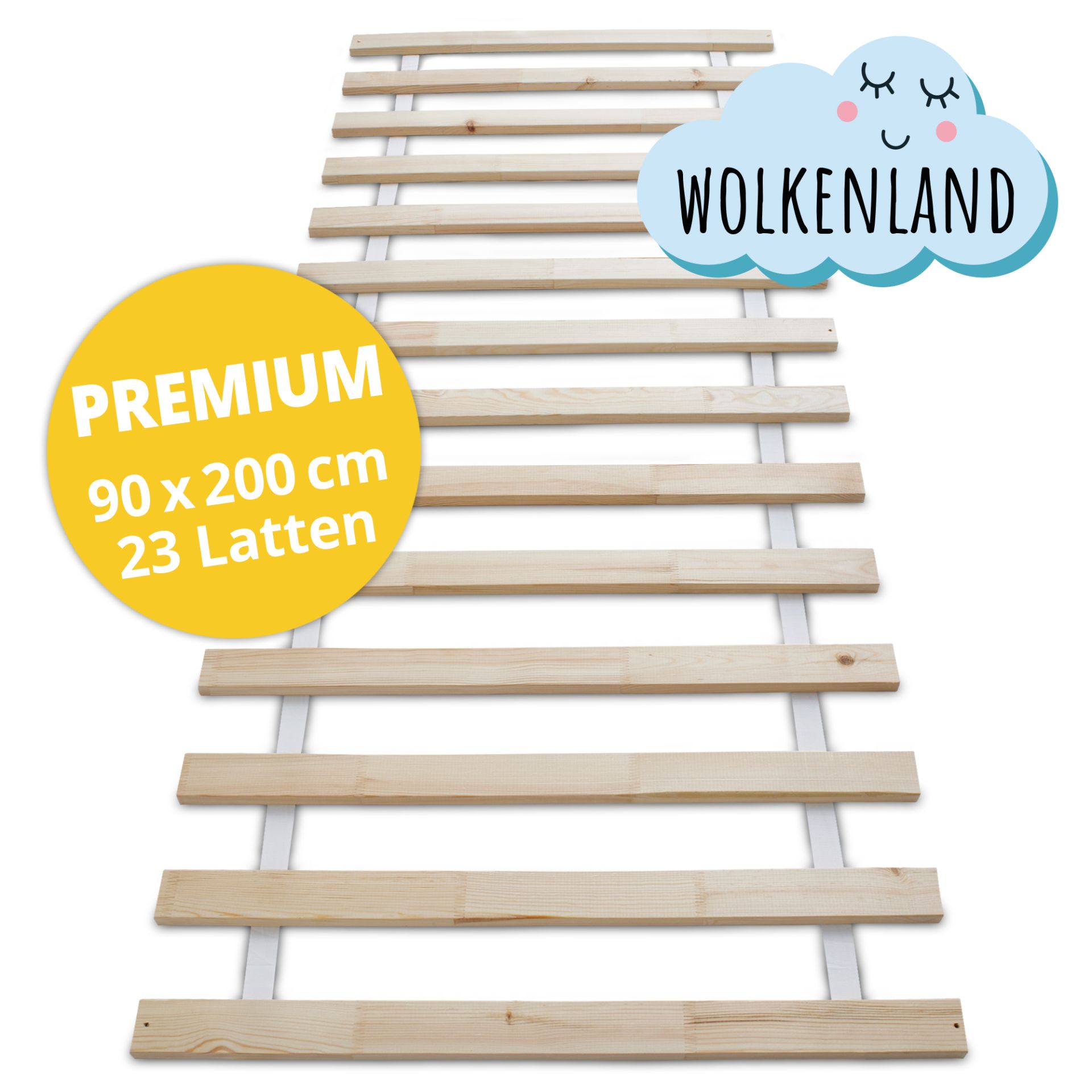Lattenrost 90x200 cm von Wolkenland mit 23 Premium-Latten – ideal für hohen Schlafkomfort und lange Haltbarkeit