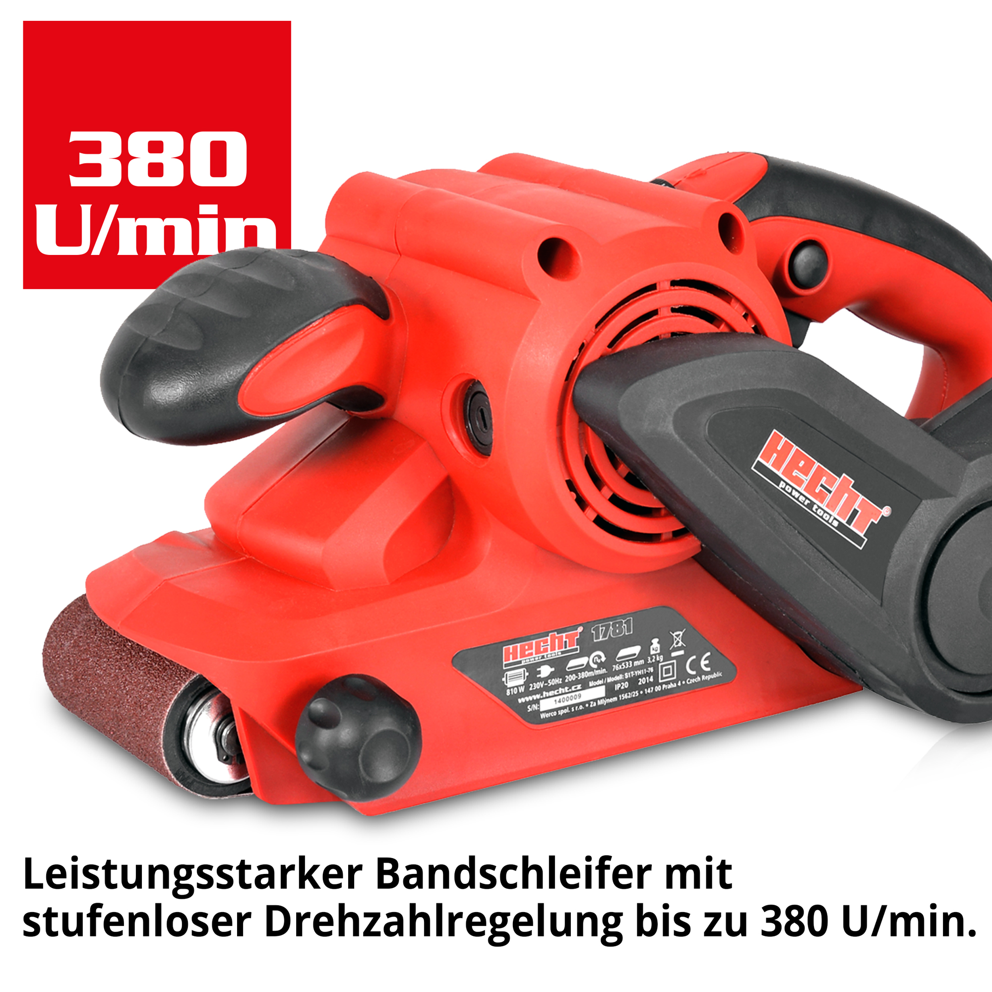 Bandschleifer Set; mit Drehzahlregulierung bis zu 380 U/min