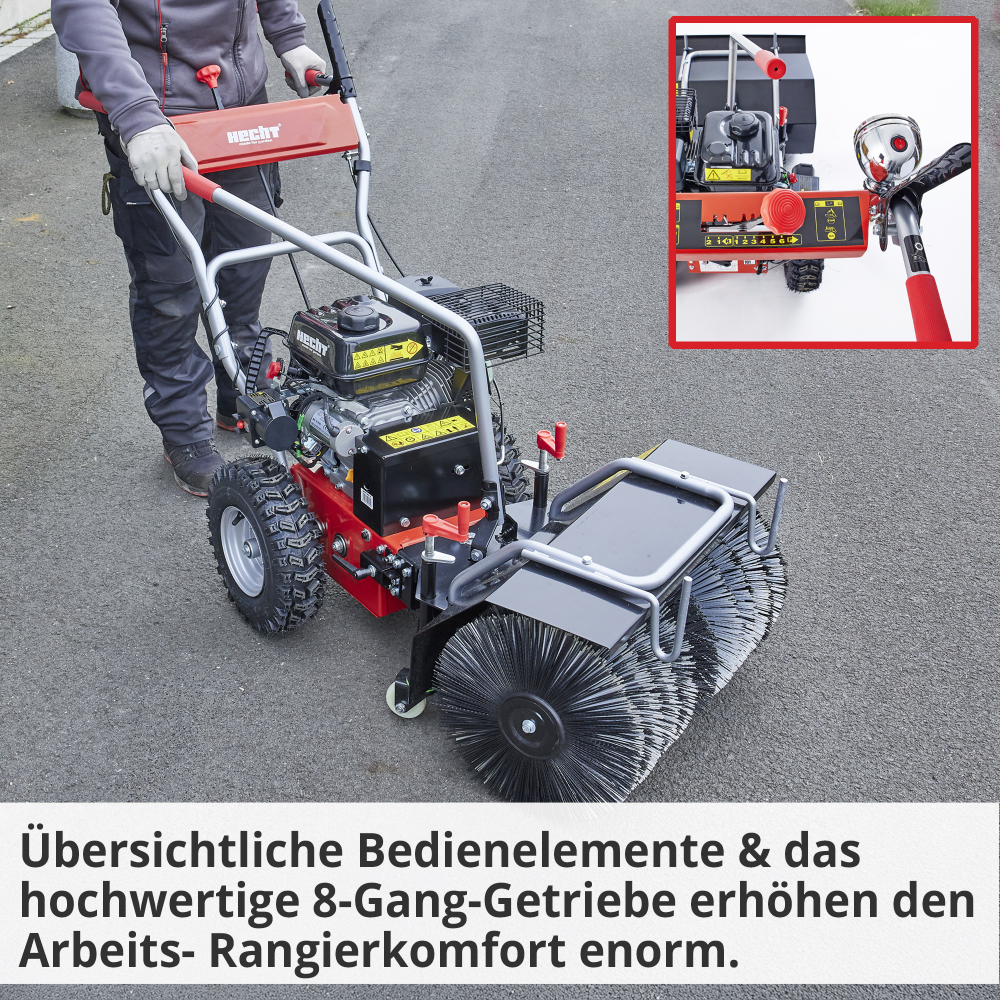 HECHT Benzin Kehrmaschine 8616 SE Set 2 mit 8-Gang-Getriebe