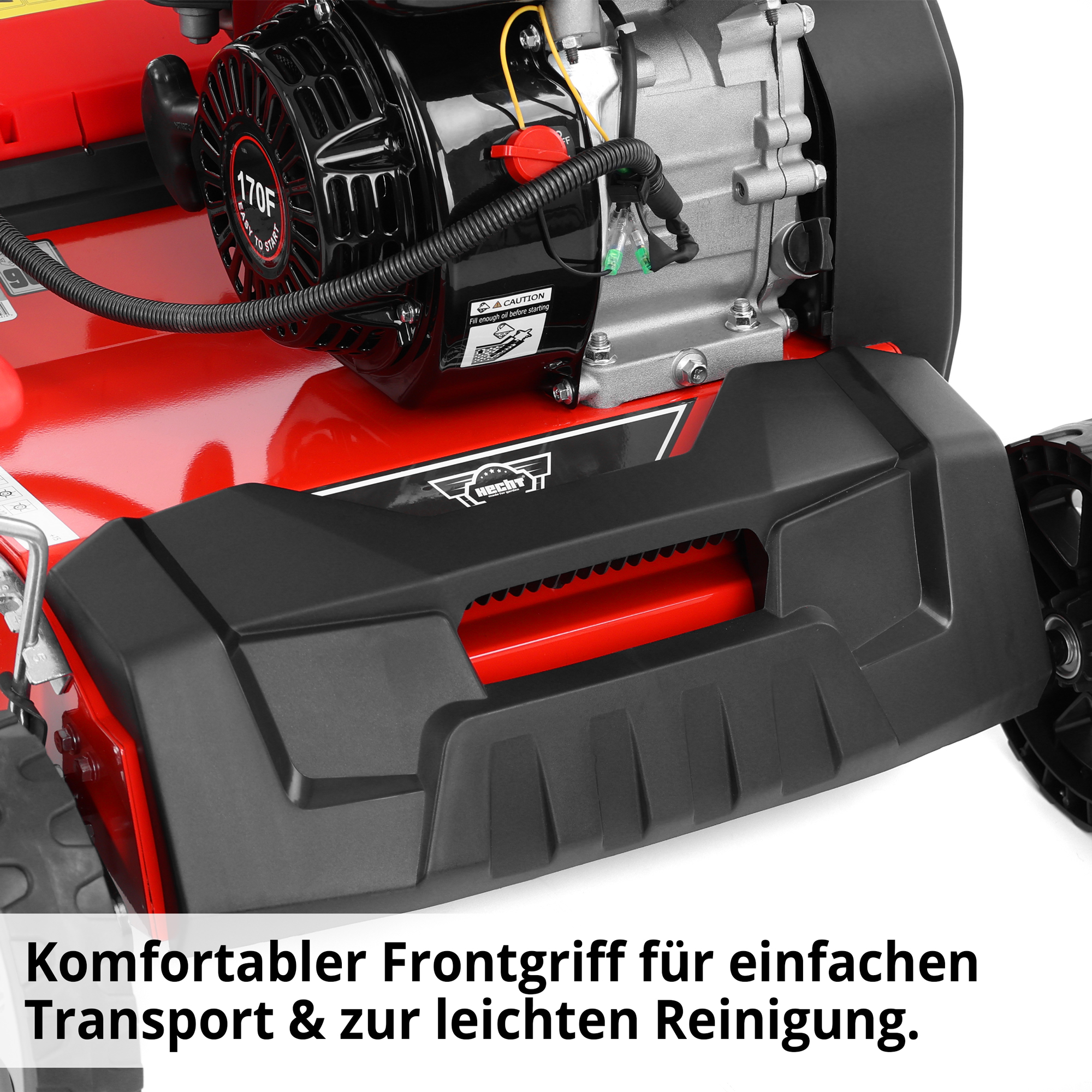 Hecht Benzin Vertikutierer mit komfortablen Frontgriff für einfachen Transport und zur leichten Reinigung