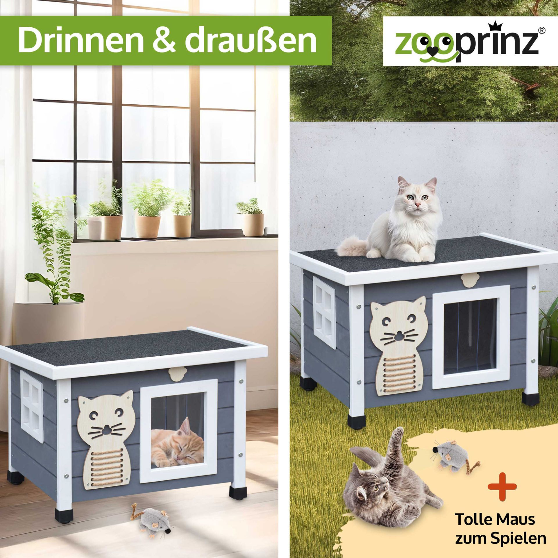 Katzen Villa Felix; Für drinnen und draußen