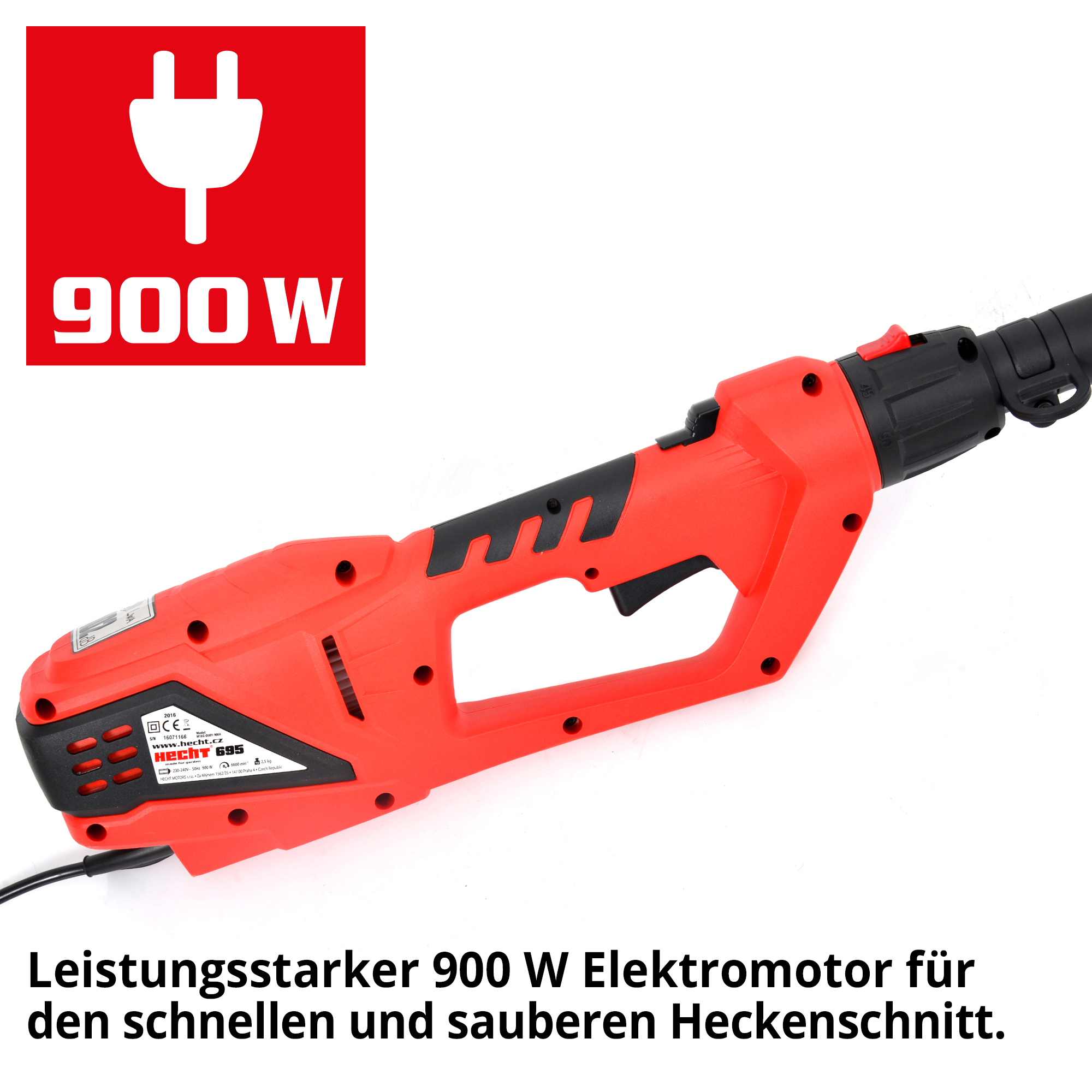 Hecht Elektro-Heckenschere mit kraftvollen 900 W Elektromotor 