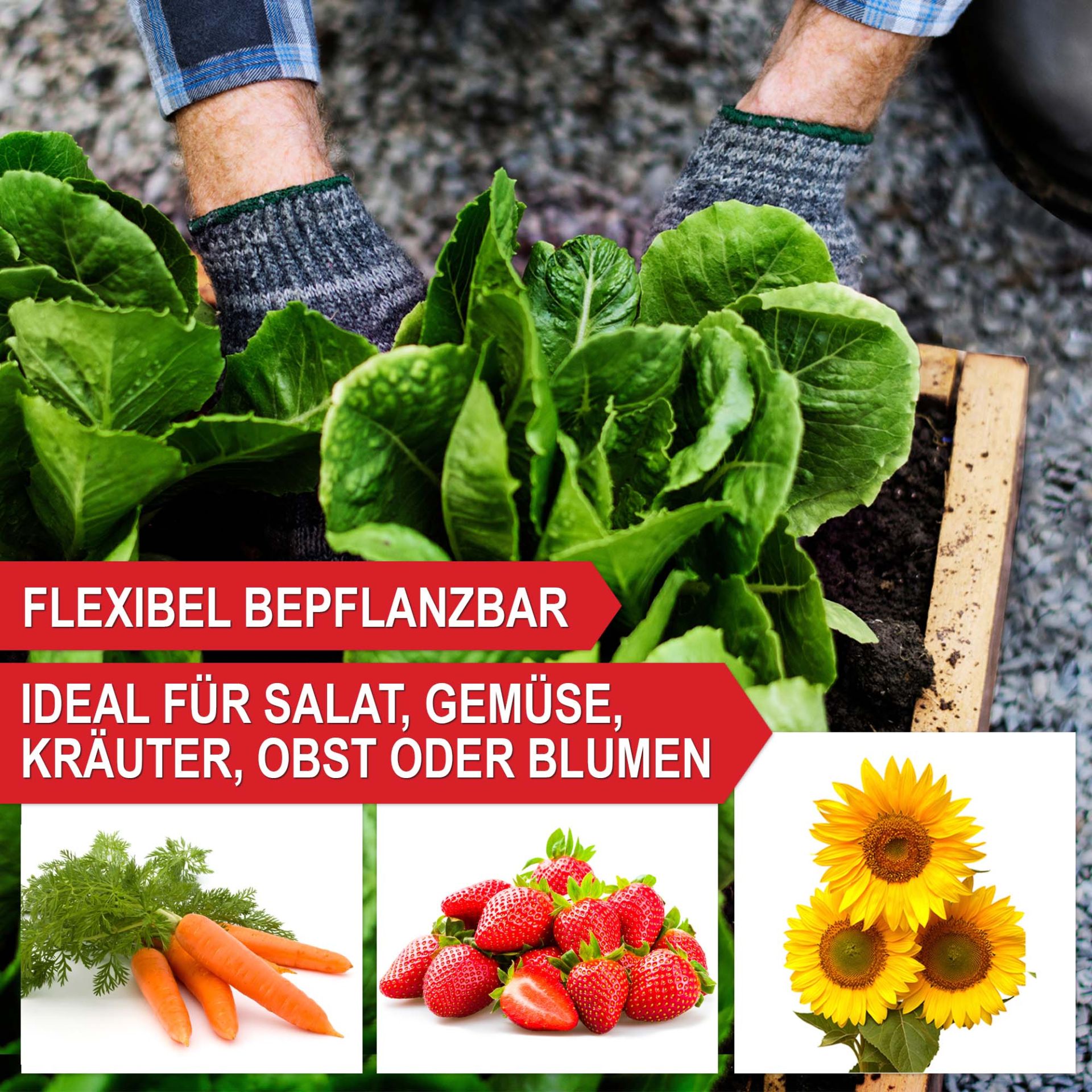 Beetrahmen - Flexibel bepflanzbar, Ideal für Salar, Gemüse, Kräuter, Obst, Blumen