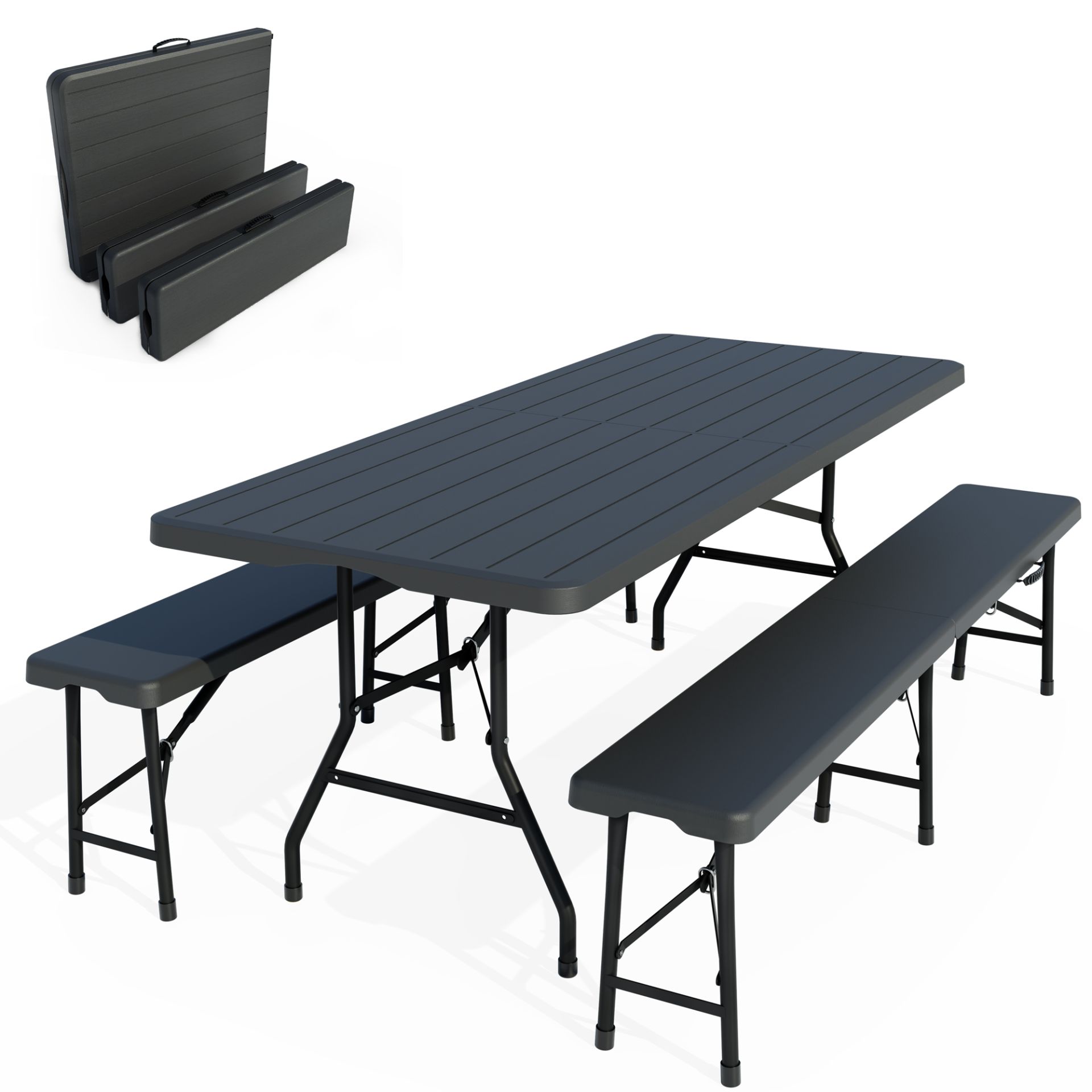 Bierzeltgarnitur Woody - Durch praktischer Klappfunktion leicht zu transportieren und zu verstauen