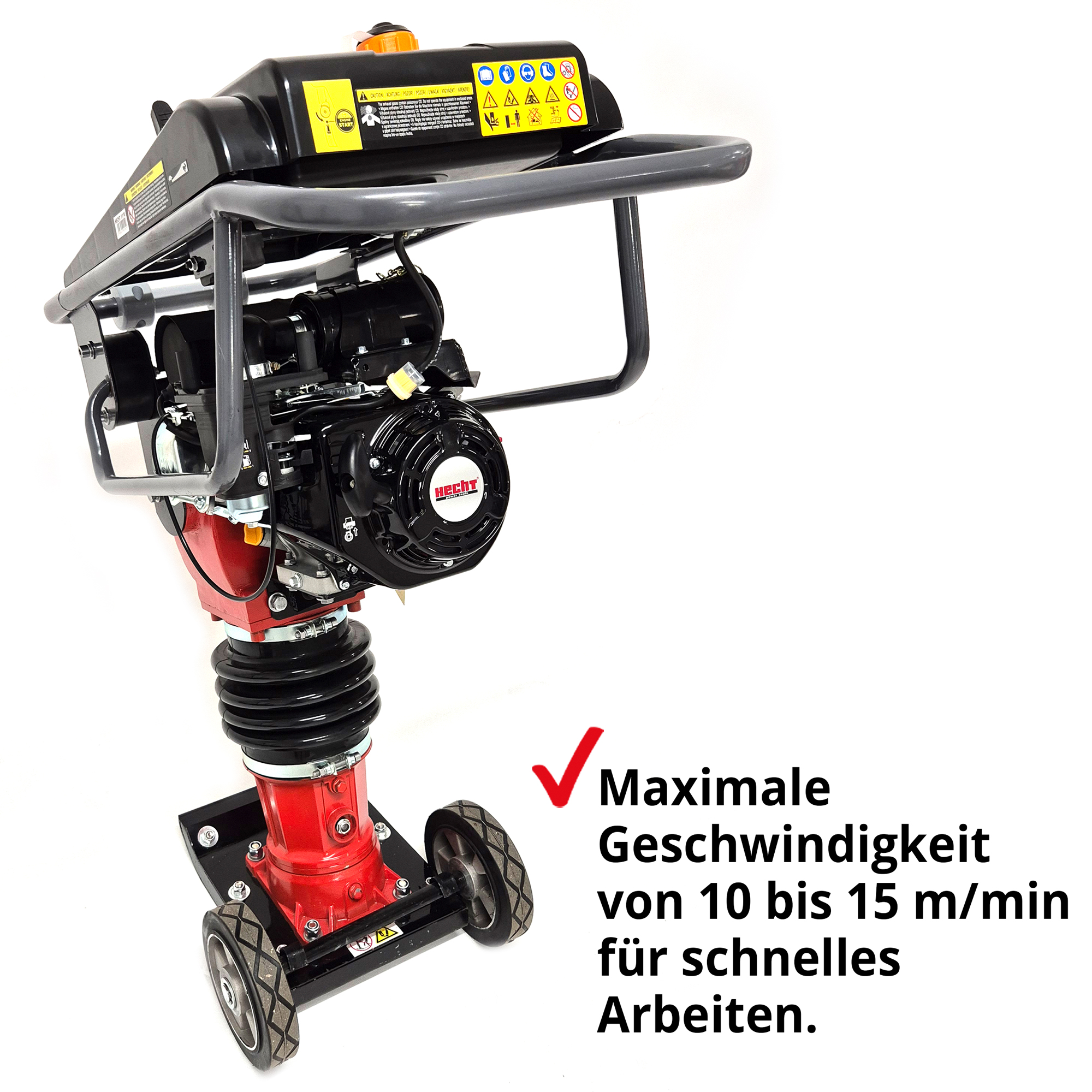 Hecht 1118 Benzin Stampfer mit maximaler Geschwindigkeit von 10 bis 15 Meter pro Minute für schnelles Arbeiten