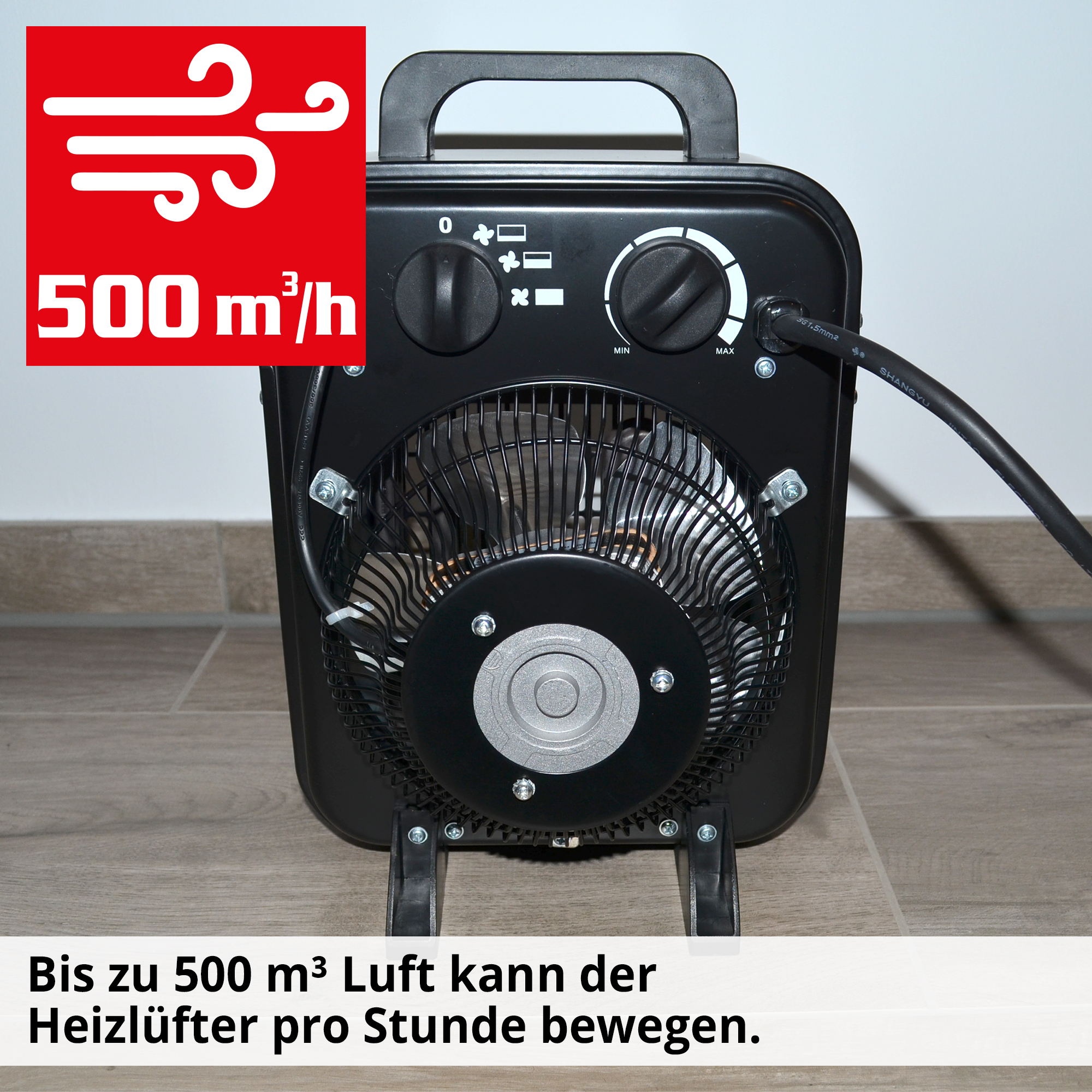 HECHT Heizlüfter 3500 mobiler  Heizlüfter mit hohem Heizvolumen