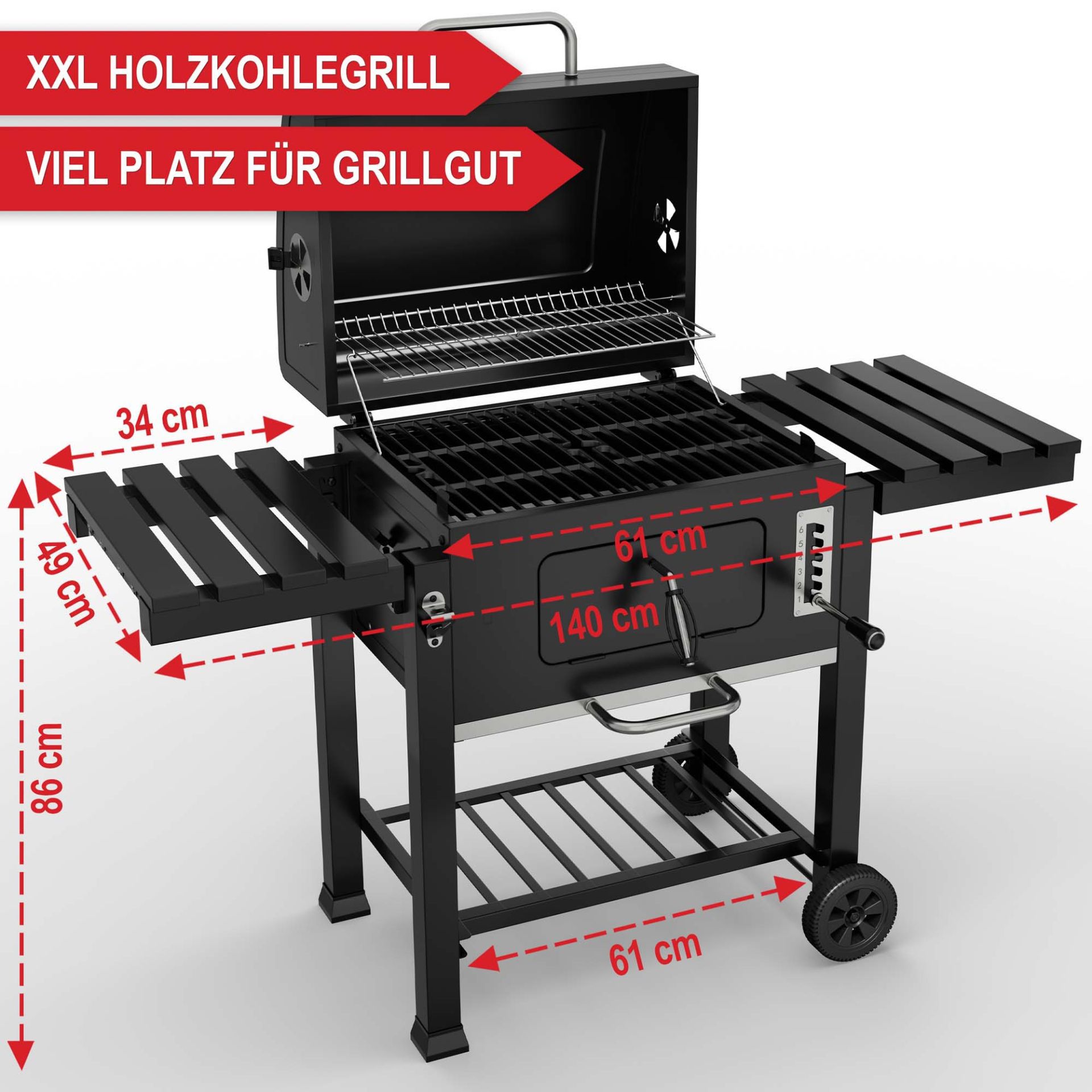 Holzkohlegrill Austin - XXL Holzkohlegrill; viel Platz für Grillgut