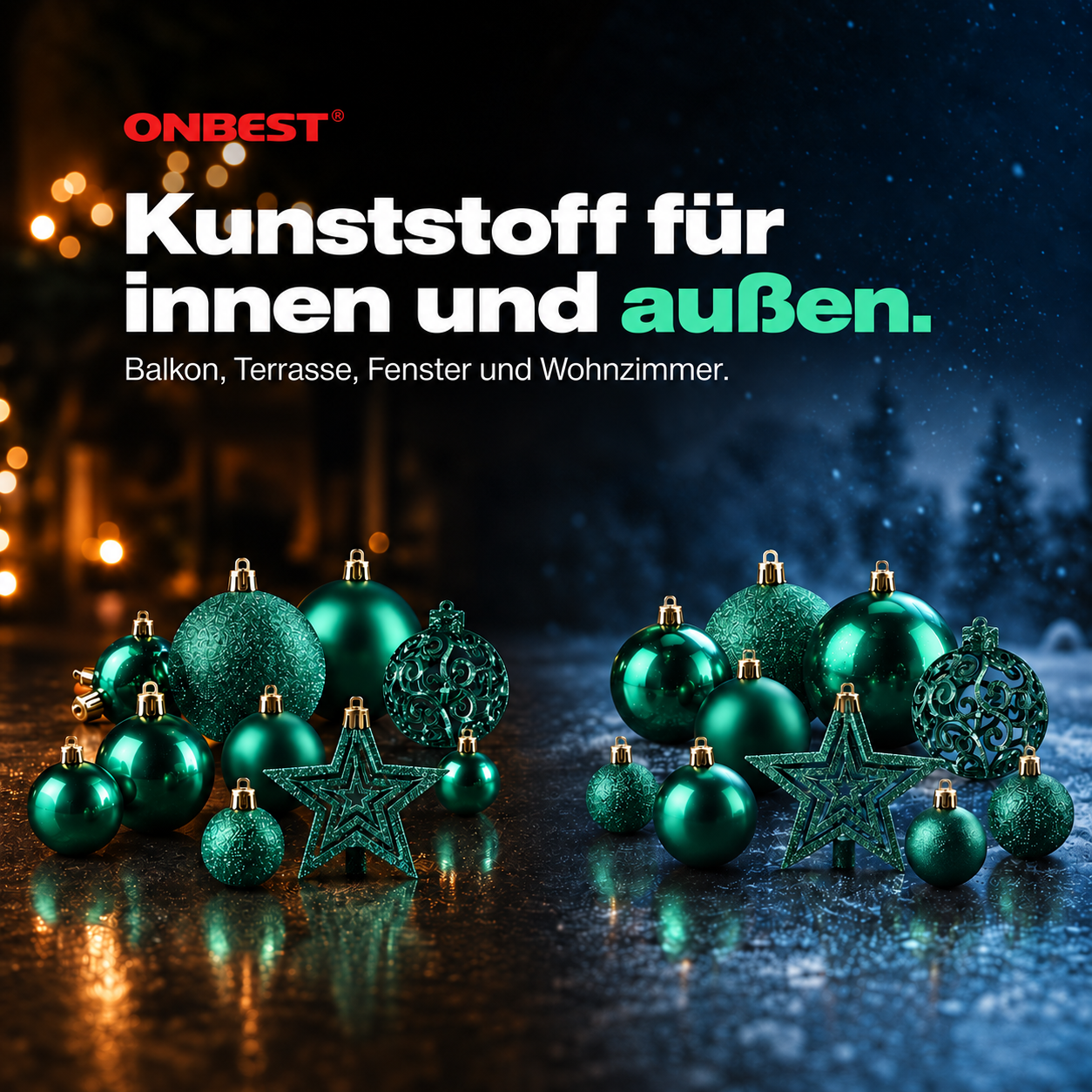 ONBEST Baumschmuck: Wetterfester Kunststoff für innen und außen (Dieses Bild wurde mit Hilfe von KI generiert.)