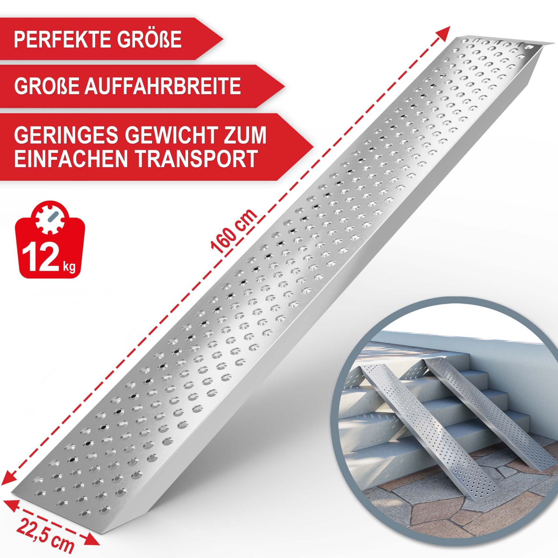 Auffahrrampen - Perfekte Größe, große Auffahrbreite, geringes Gewicht zum einfachen Transport
