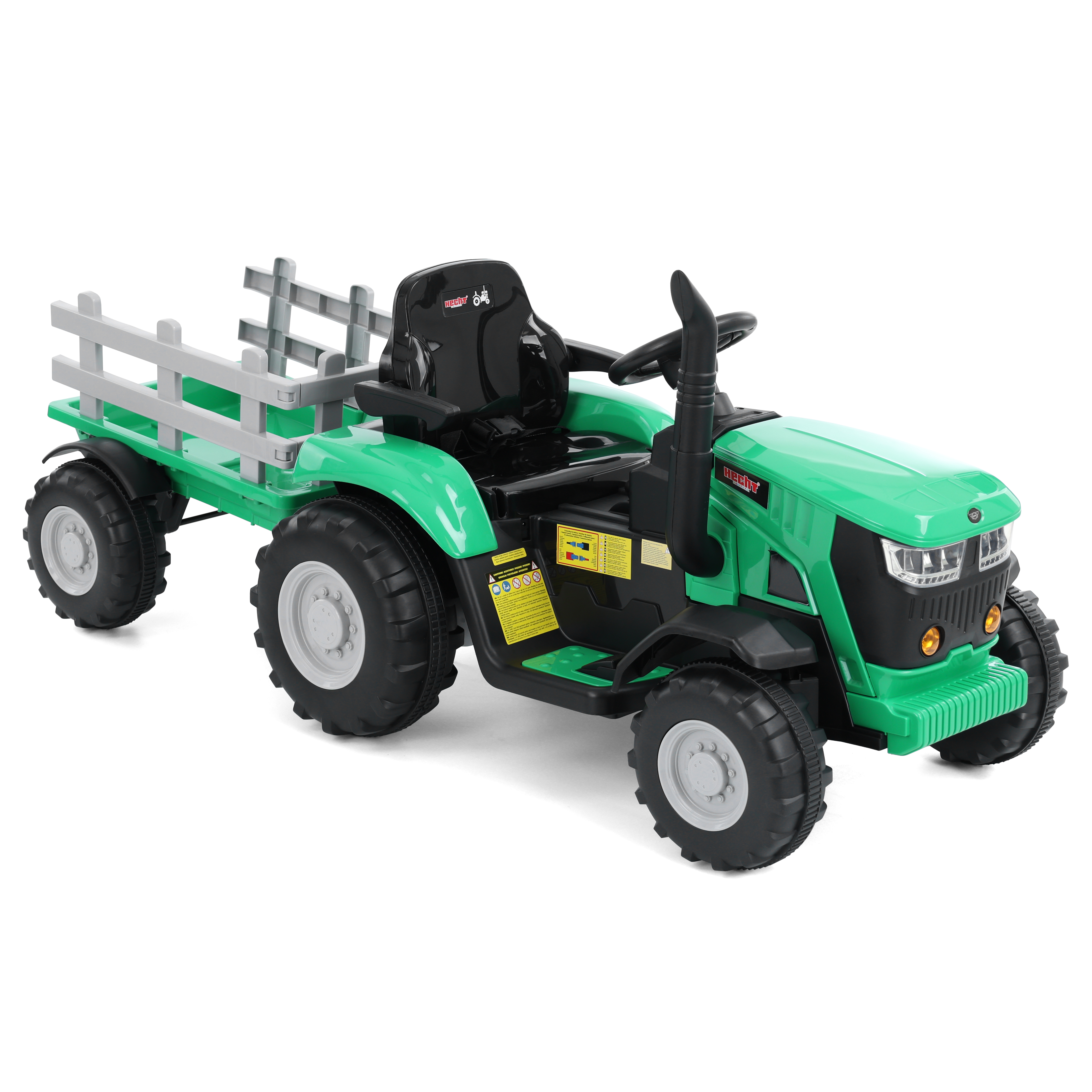 Kindertraktor HECHT 50825 GREEN Elektro mit Anhänger und Lichteffekten