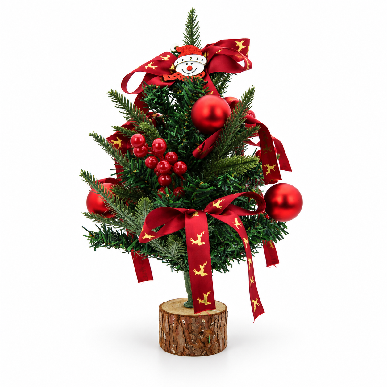 Onbest Weihnachtsbaum 45 cm Rote Schleife u. Rote Kugeln 48010 (Dieses Bild wurde mit Hilfe von KI generiert.)