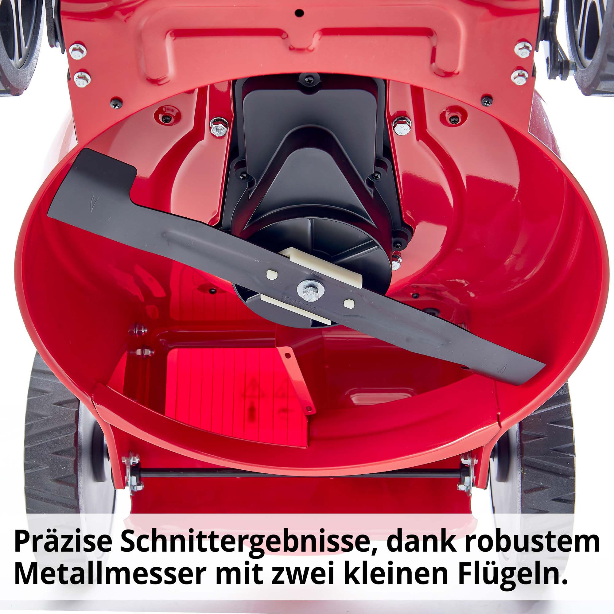  	Hecht Elektro-Rasenmäher 1845 mit robustem Metallmesser und zwei kleinen Flügeln für präzise Mähergebnisse 