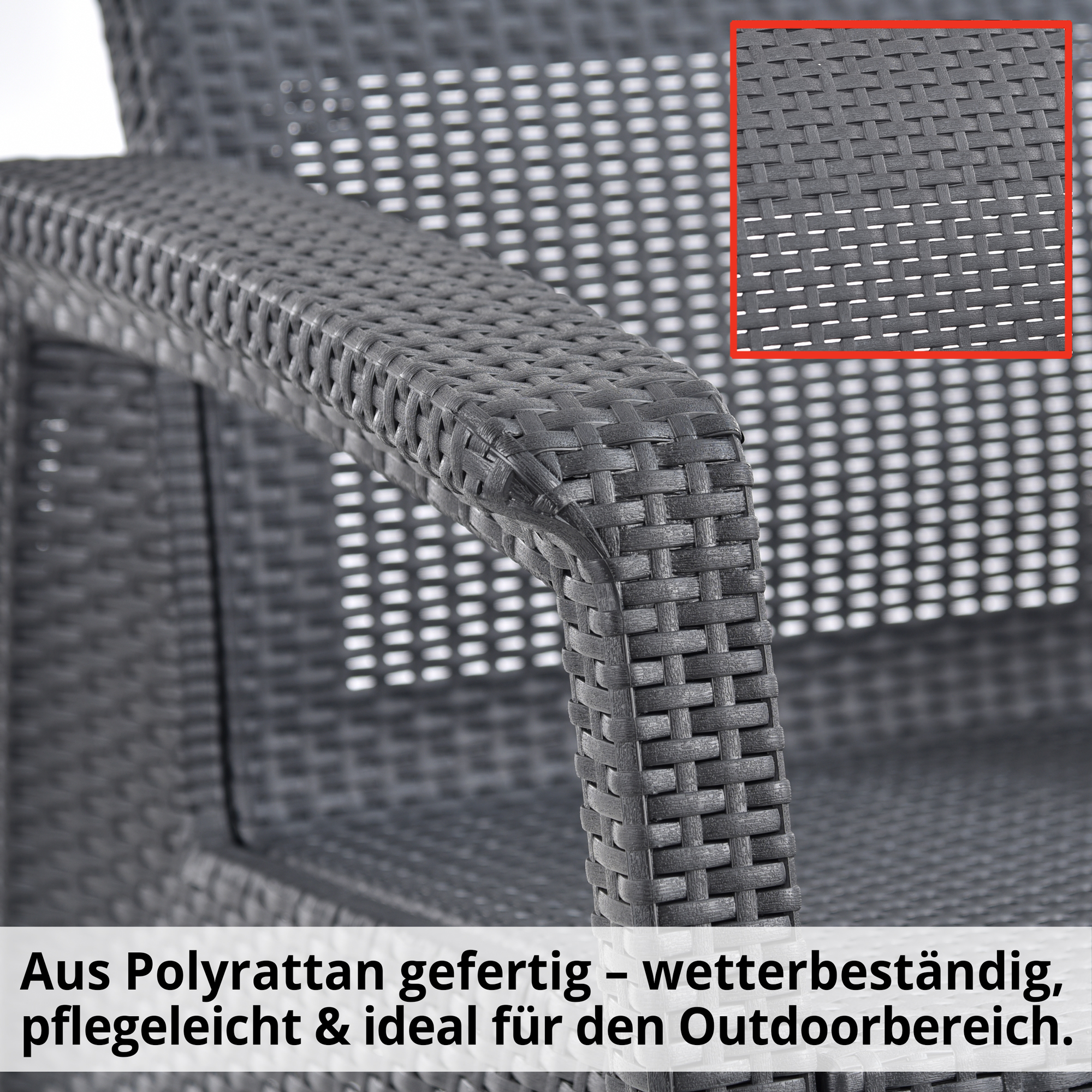 Gartensitzgruppe aus Polyrattan gefertigt - wetterbeständig, pflegeleicht und ideal für den Outdoorbereich