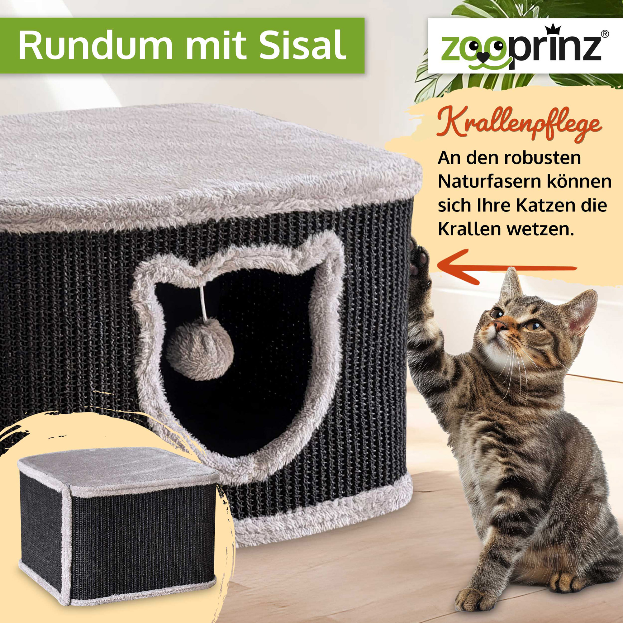 Katzenhaus Sisal; rundum mit Sisal  Katzenhaus Sisal; rundum mit Sisal