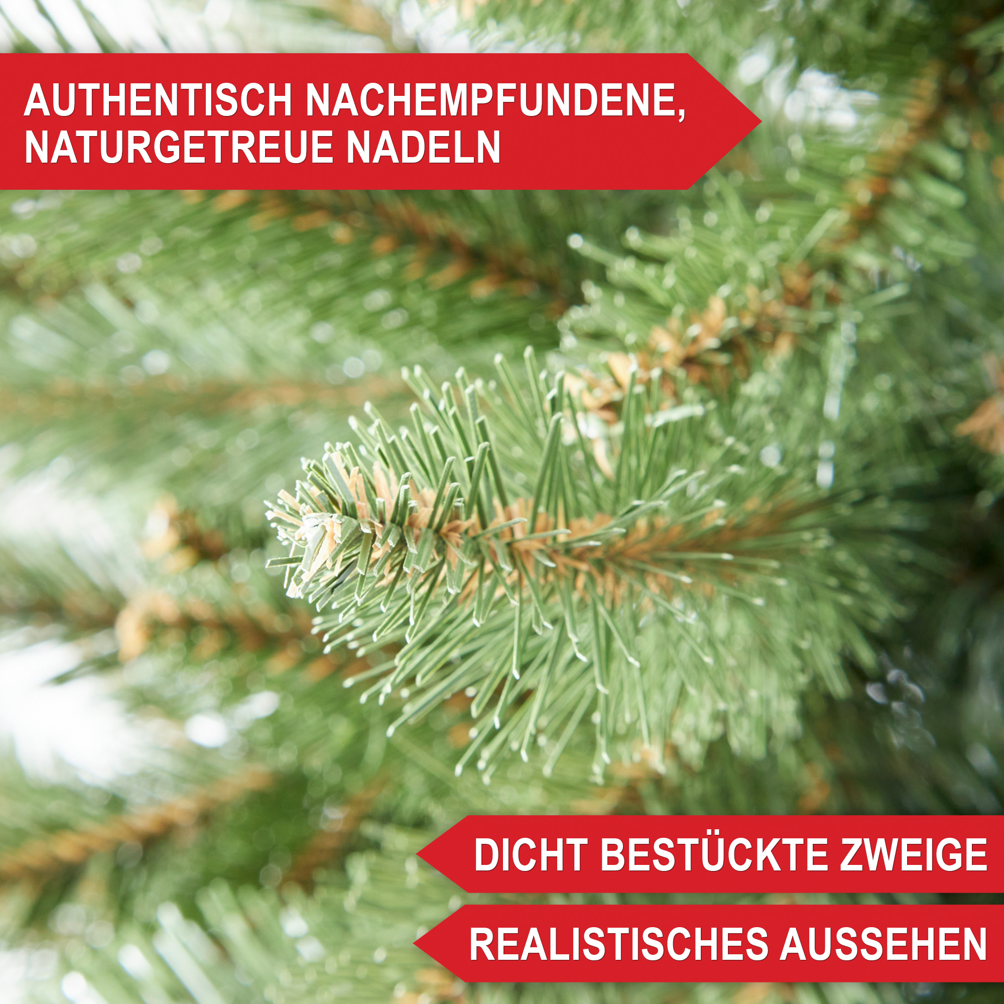 Authentisch nachempfundene, naturgetreue Nadeln, dichtbestückte Zweige, realistisches Aussehen - Weihnachtsbaum Classic