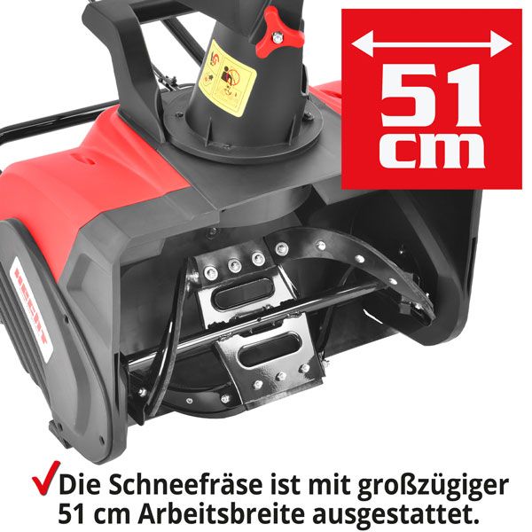 Hecht Elektro-Schneefräse mit 51 cm Arbeitsbreite für schnelles vorankommen 