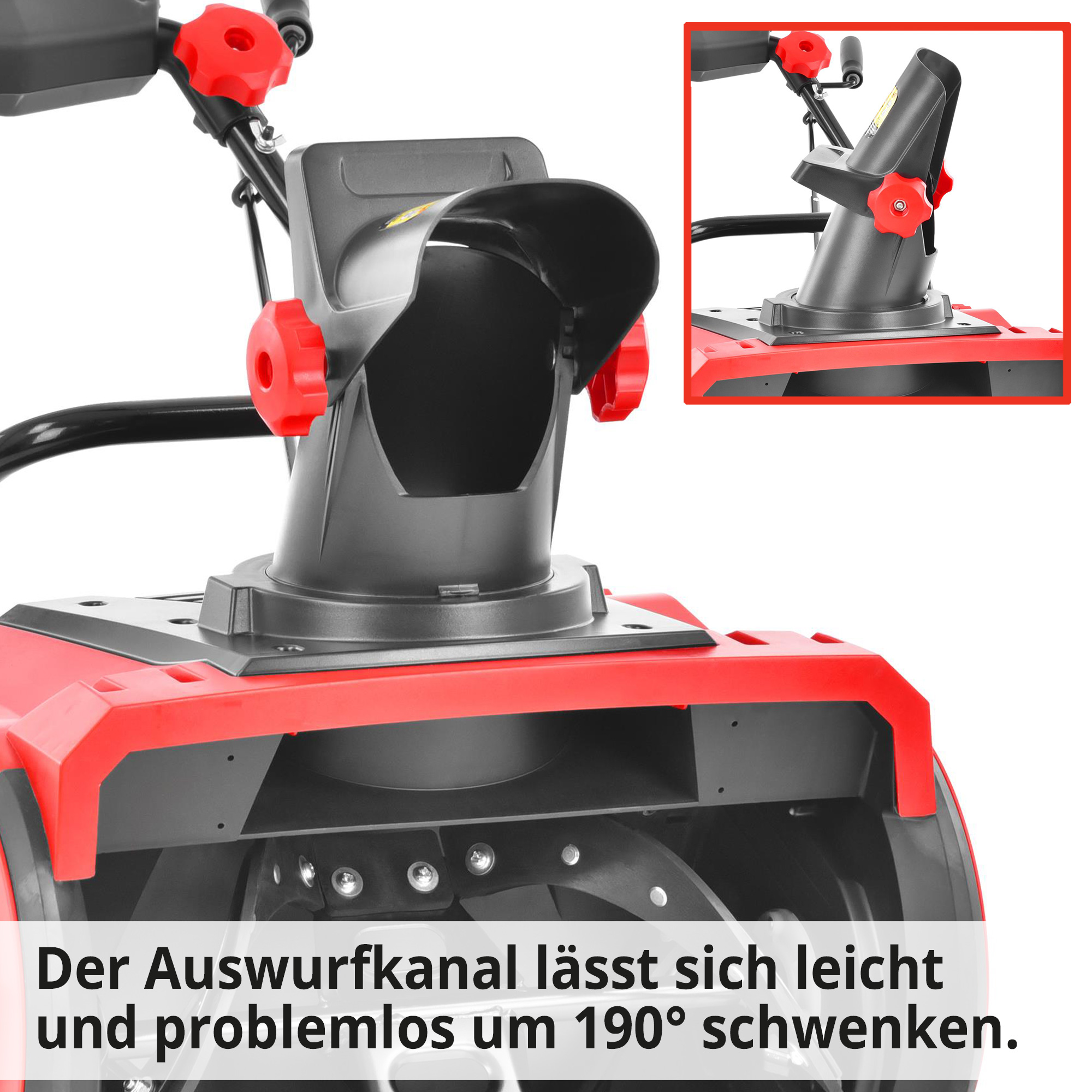 Elektro-Schneefräse mit 190 Grad verstellbaren Auswurfkanal für individuelles arbeiten 