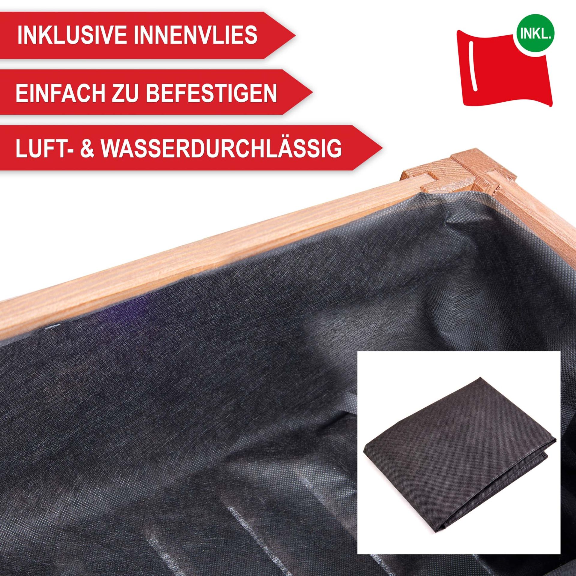 Hochbeet Summer - Inklusive Innenvlies, einfach zu befestigen, Luft- und Wasserdurchlässig