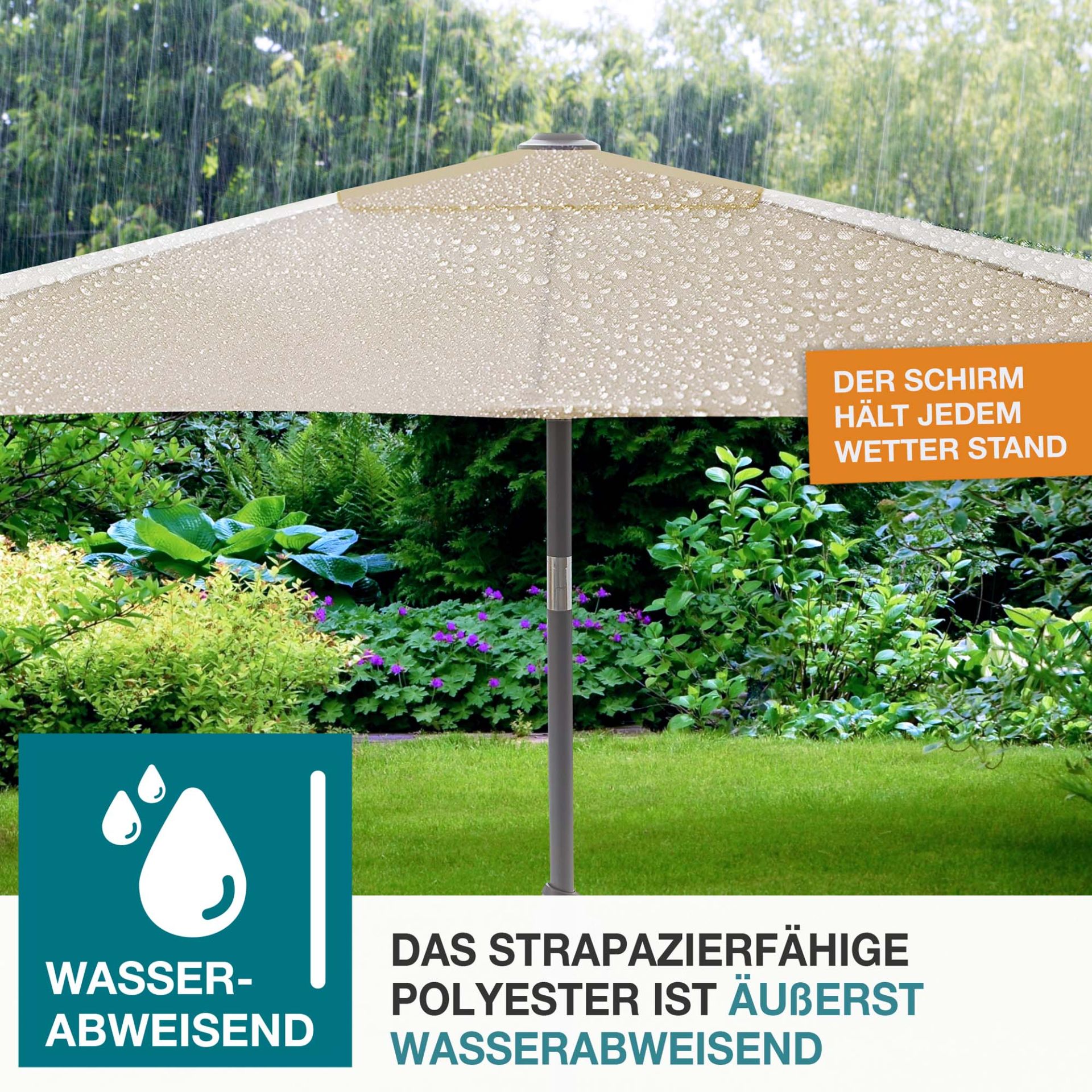 TOM Sonnenschirm SU-100 Beige; strapazierfähiges Polyester, wasserabweisend