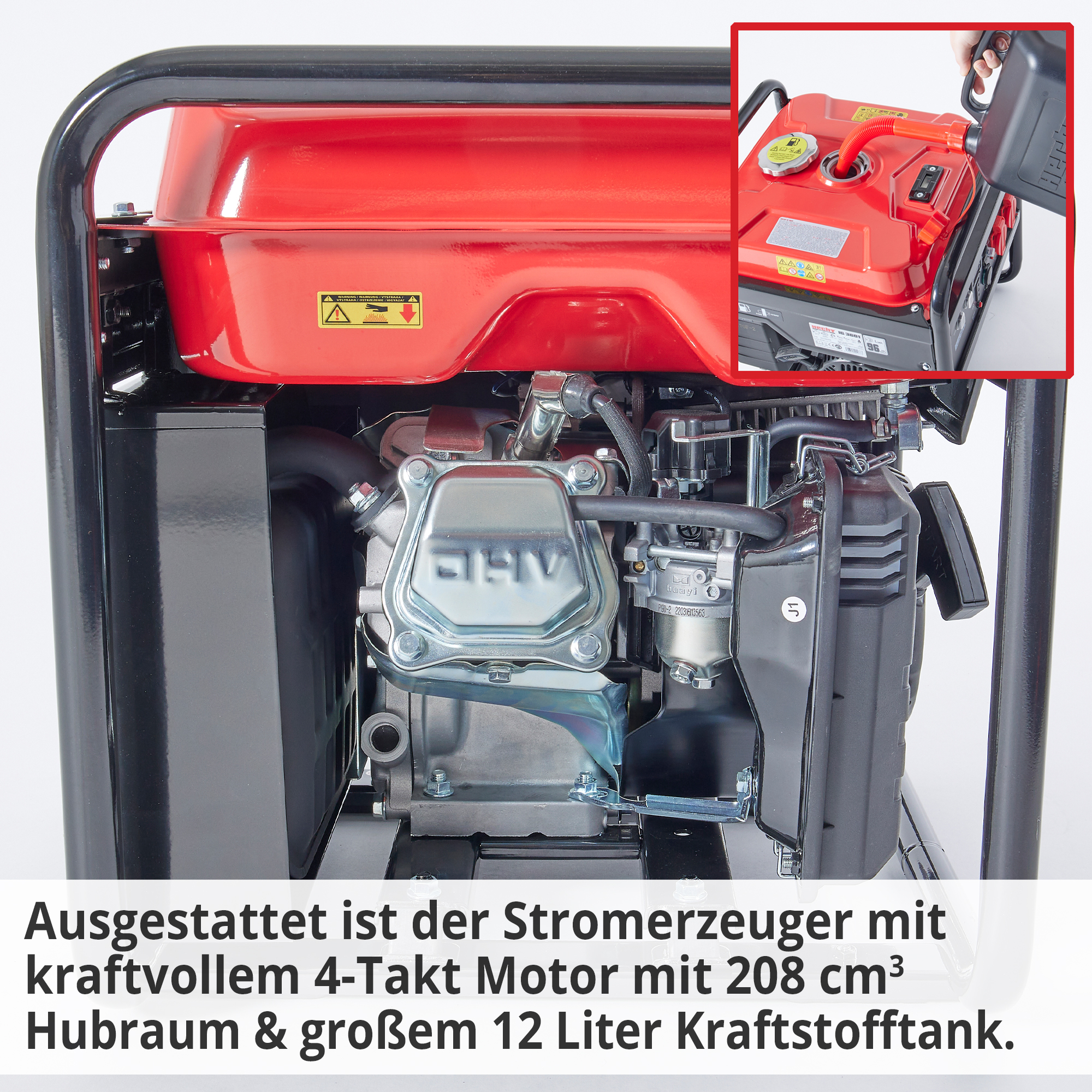 Hecht IG 3601 Inverter Benzin Notstromaggregat ausgestattet mit 4-Takt Motor mit großem Hubraum und großem Kraftstofftank